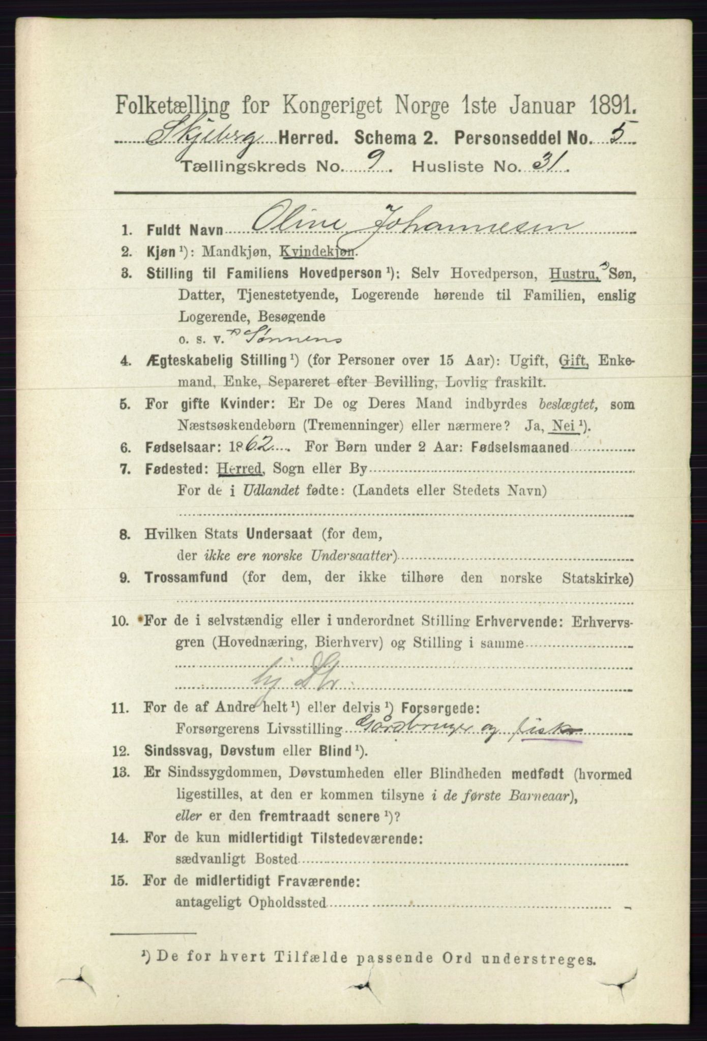 RA, 1891 census for 0115 Skjeberg, 1891, p. 4883