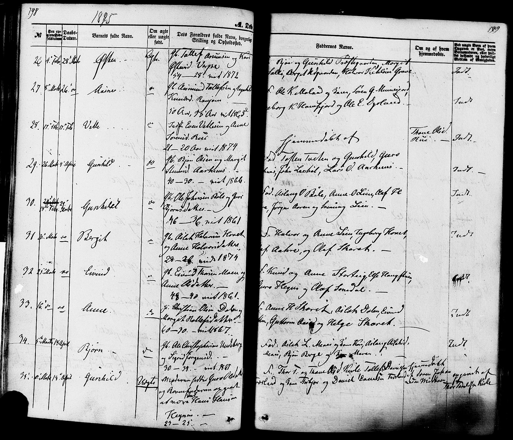 Seljord kirkebøker, AV/SAKO-A-20/F/Fa/L0013: Parish register (official) no. I 13, 1866-1876, p. 198-199