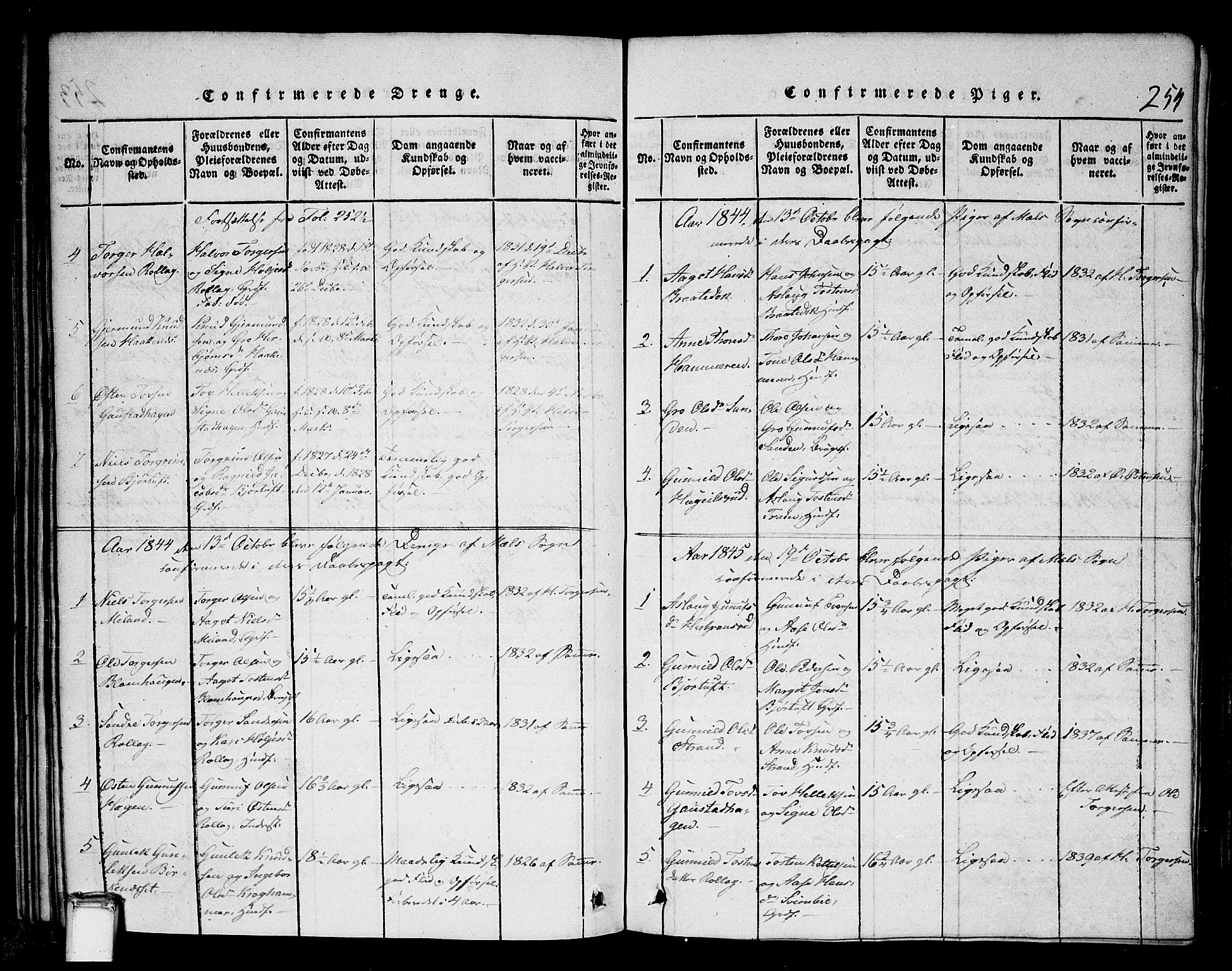 Tinn kirkebøker, AV/SAKO-A-308/G/Gb/L0001: Parish register (copy) no. II 1 /1, 1815-1850, p. 254