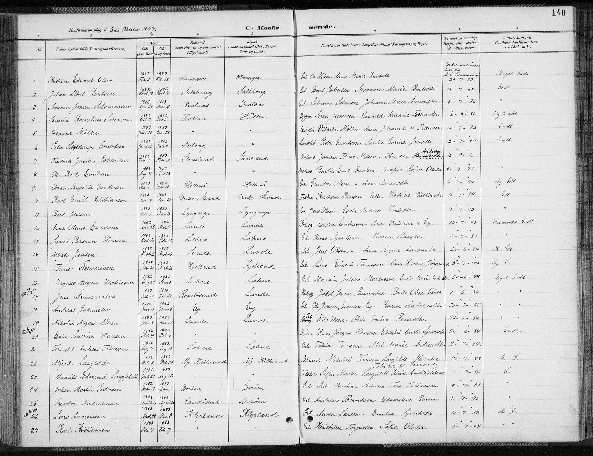 Søgne sokneprestkontor, SAK/1111-0037/F/Fa/Fab/L0013: Parish register (official) no. A 13, 1892-1911, p. 140