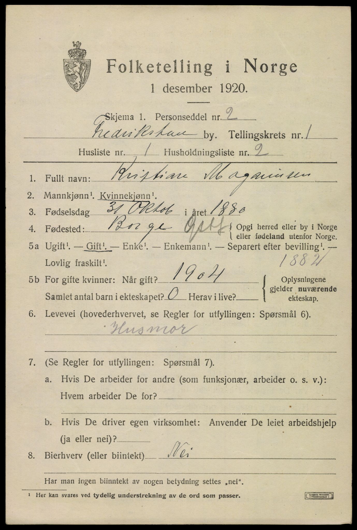 SAO, 1920 census for Fredrikstad, 1920, p. 11435