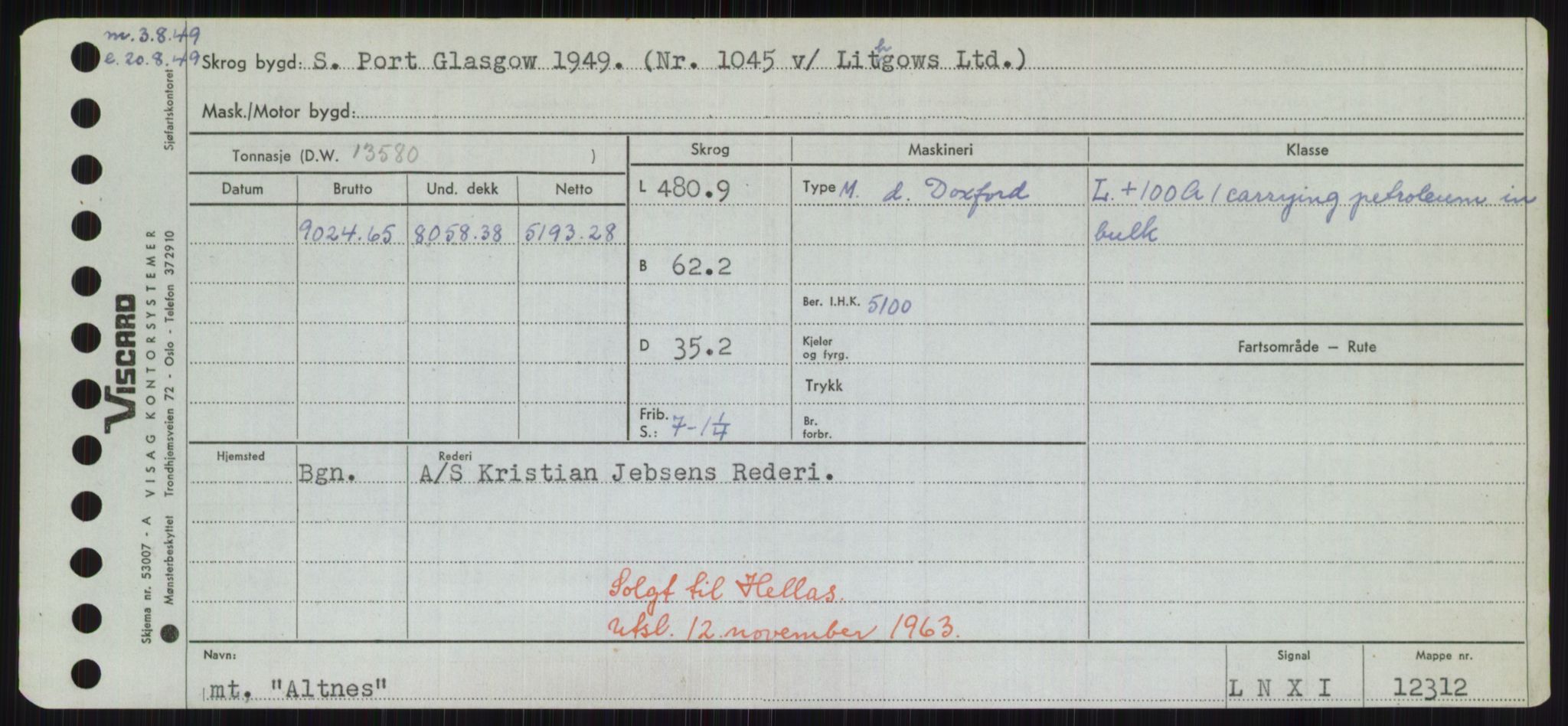 Sjøfartsdirektoratet med forløpere, Skipsmålingen, RA/S-1627/H/Hd/L0001: Fartøy, A-Anv, p. 431