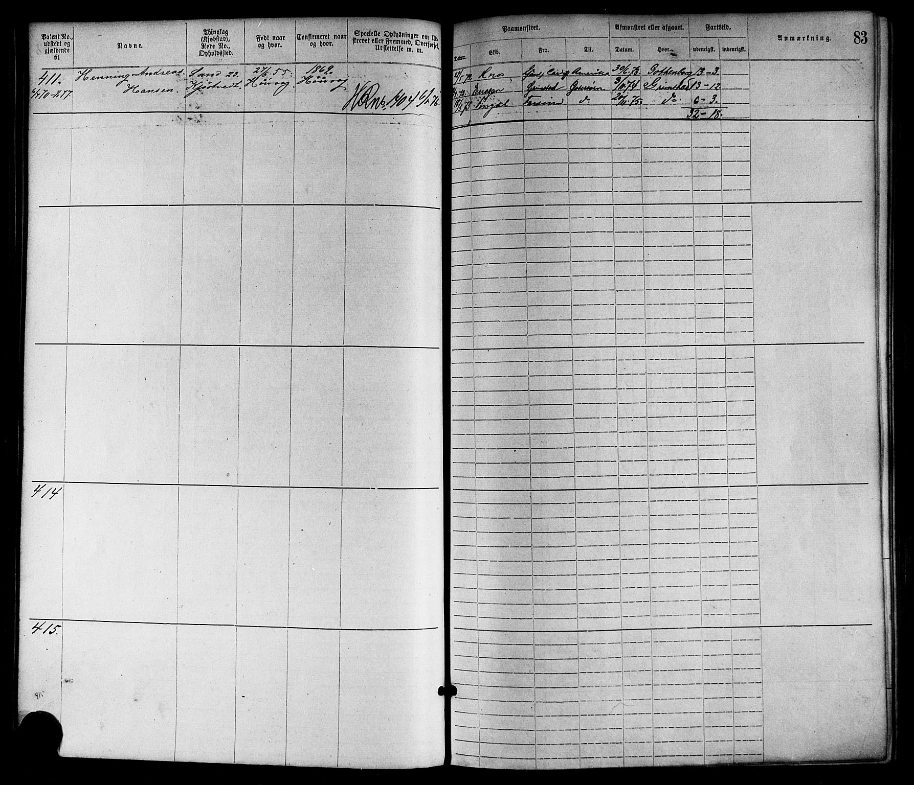 Lillesand mønstringskrets, AV/SAK-2031-0014/F/Fa/L0004: Annotasjonsrulle nr 1-1920 med register, G-1, 1869-1891, p. 107