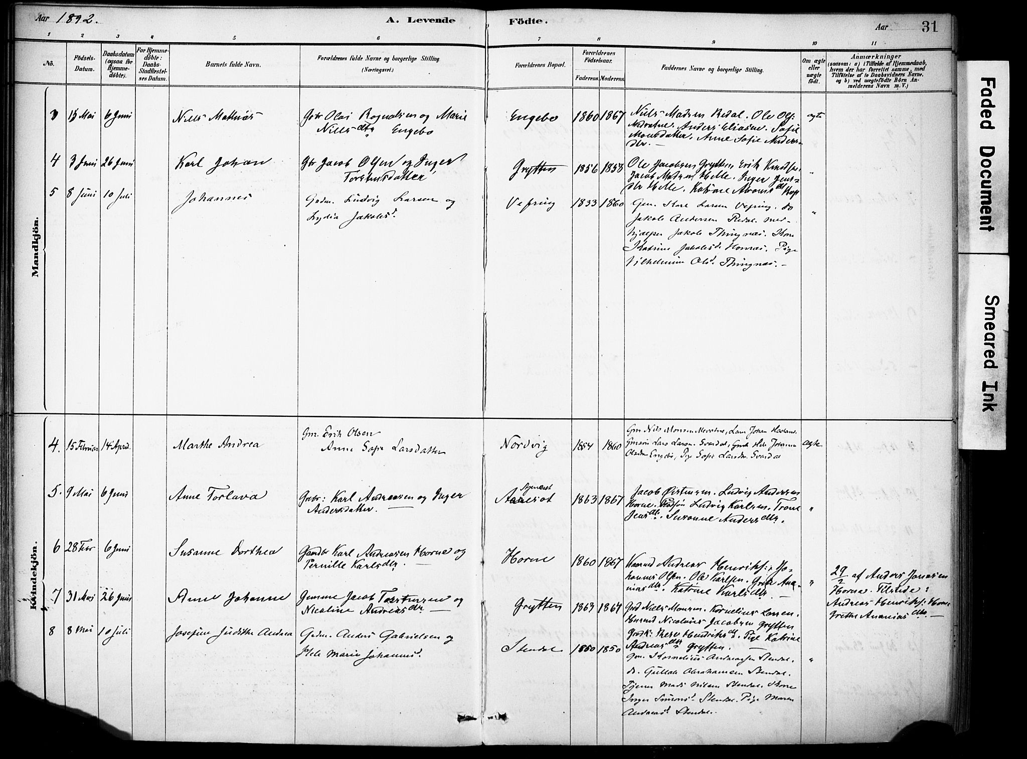 Førde sokneprestembete, AV/SAB-A-79901/H/Haa/Haae/L0001: Parish register (official) no. E 1, 1881-1911, p. 31