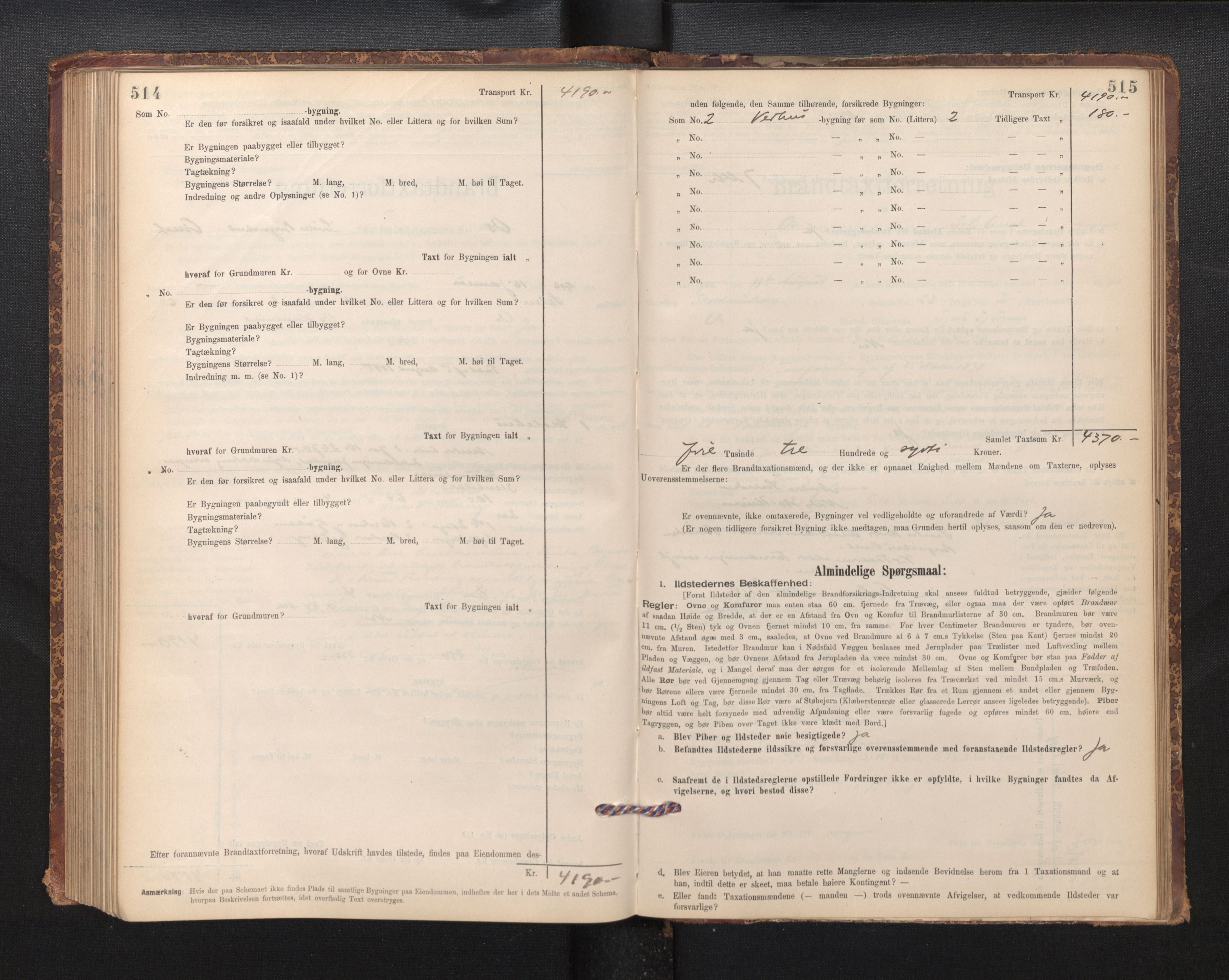 Lensmannen i Os, SAB/A-34101/0012/L0008: Branntakstprotokoll, skjematakst, 1894-1915, p. 514-515