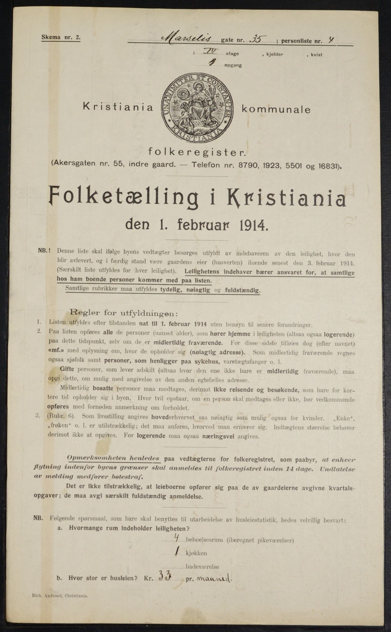 OBA, Municipal Census 1914 for Kristiania, 1914, p. 64633