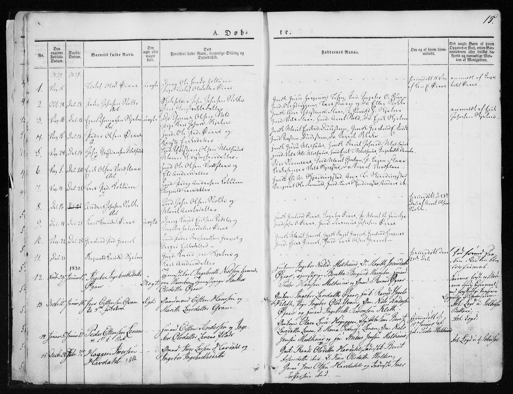 Ministerialprotokoller, klokkerbøker og fødselsregistre - Sør-Trøndelag, SAT/A-1456/691/L1069: Parish register (official) no. 691A04, 1826-1841, p. 15