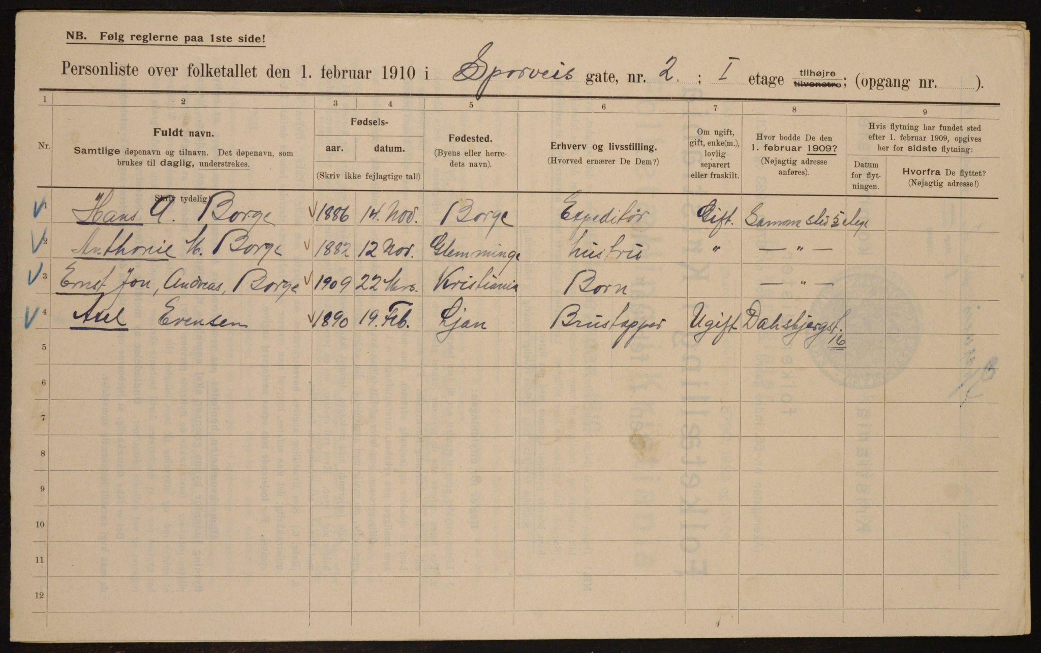 OBA, Municipal Census 1910 for Kristiania, 1910, p. 95530