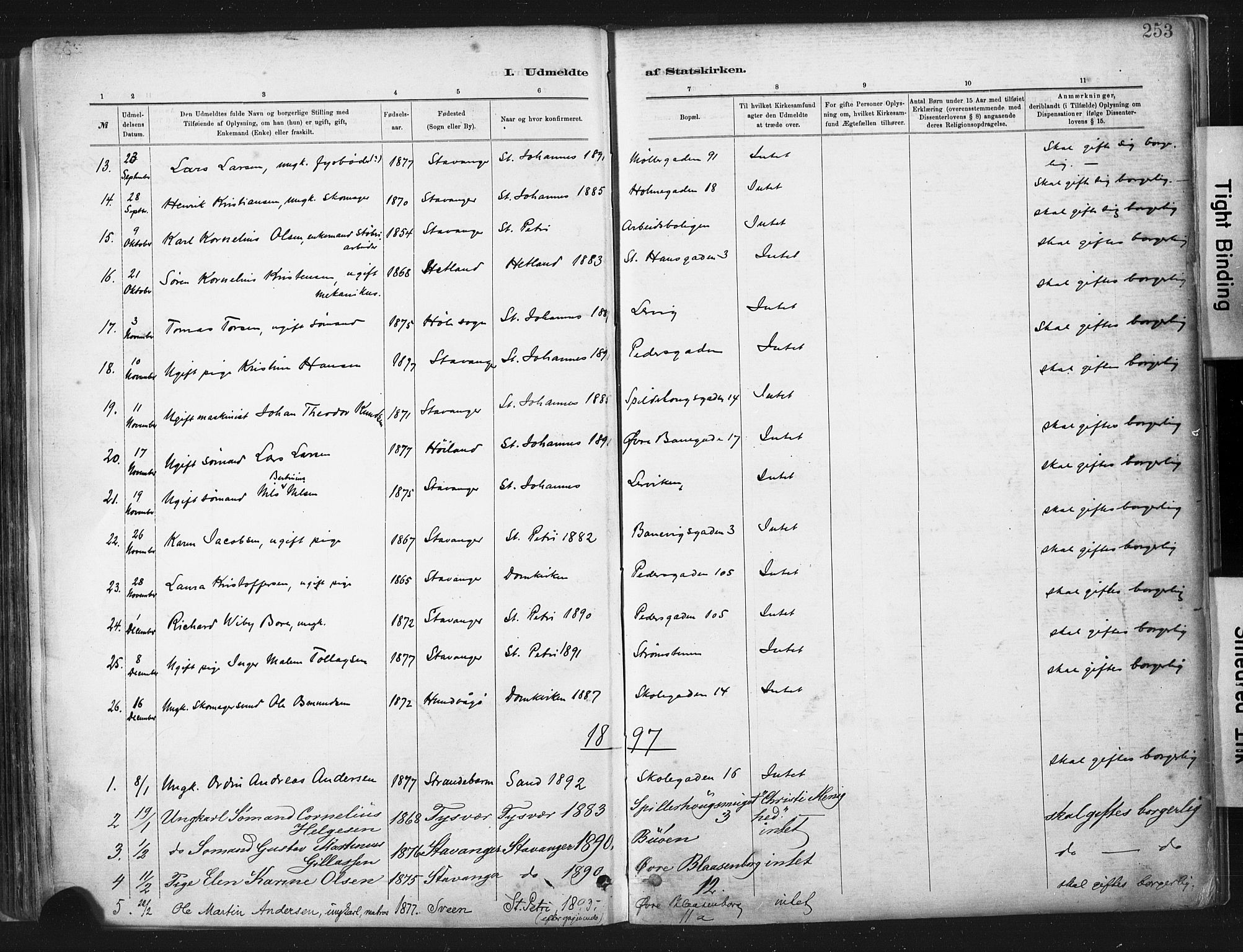 St. Johannes sokneprestkontor, SAST/A-101814/001/30/30BA/L0003: Parish register (official) no. A 3, 1885-1910, p. 253