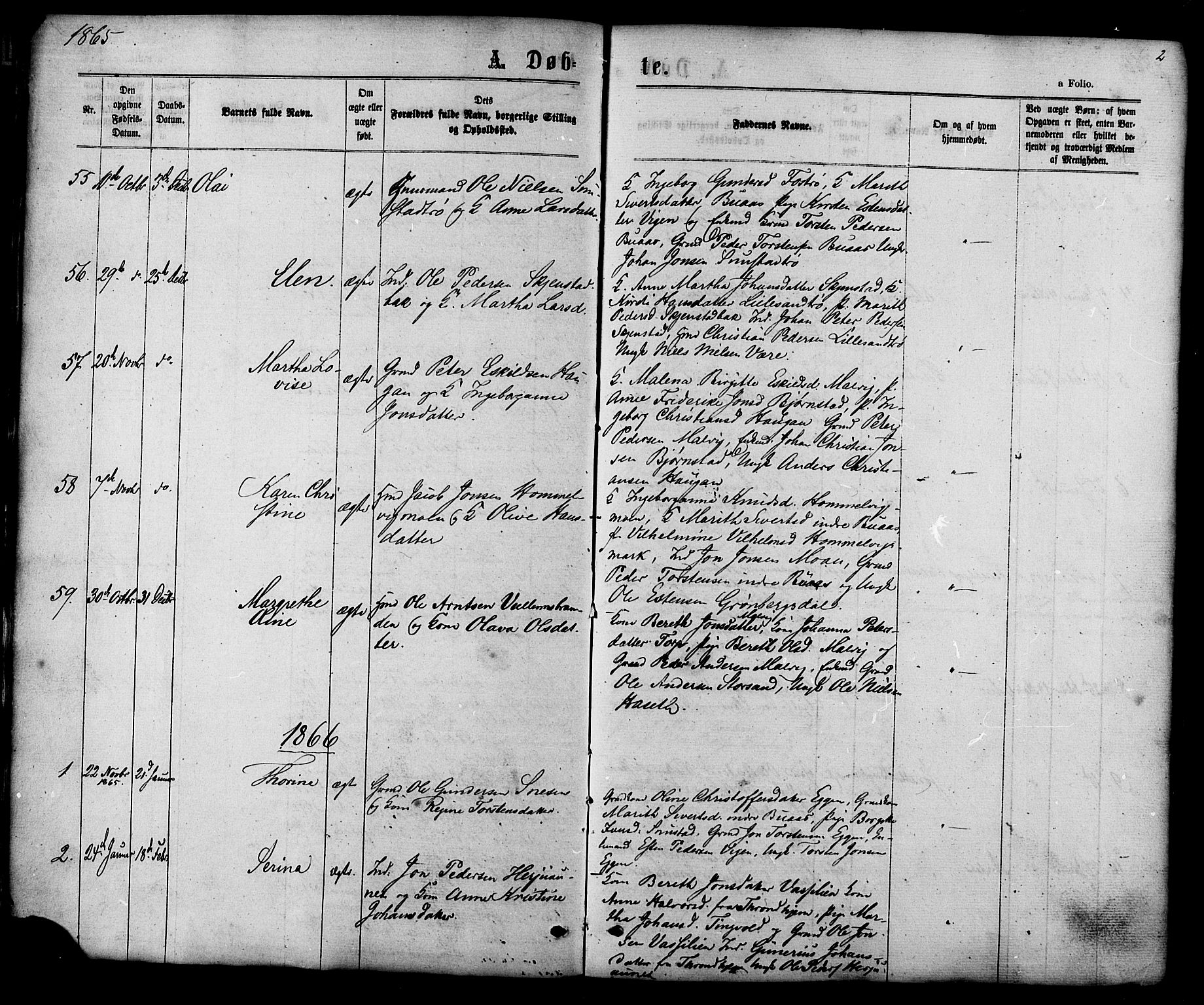 Ministerialprotokoller, klokkerbøker og fødselsregistre - Sør-Trøndelag, SAT/A-1456/616/L0409: Parish register (official) no. 616A06, 1865-1877, p. 2