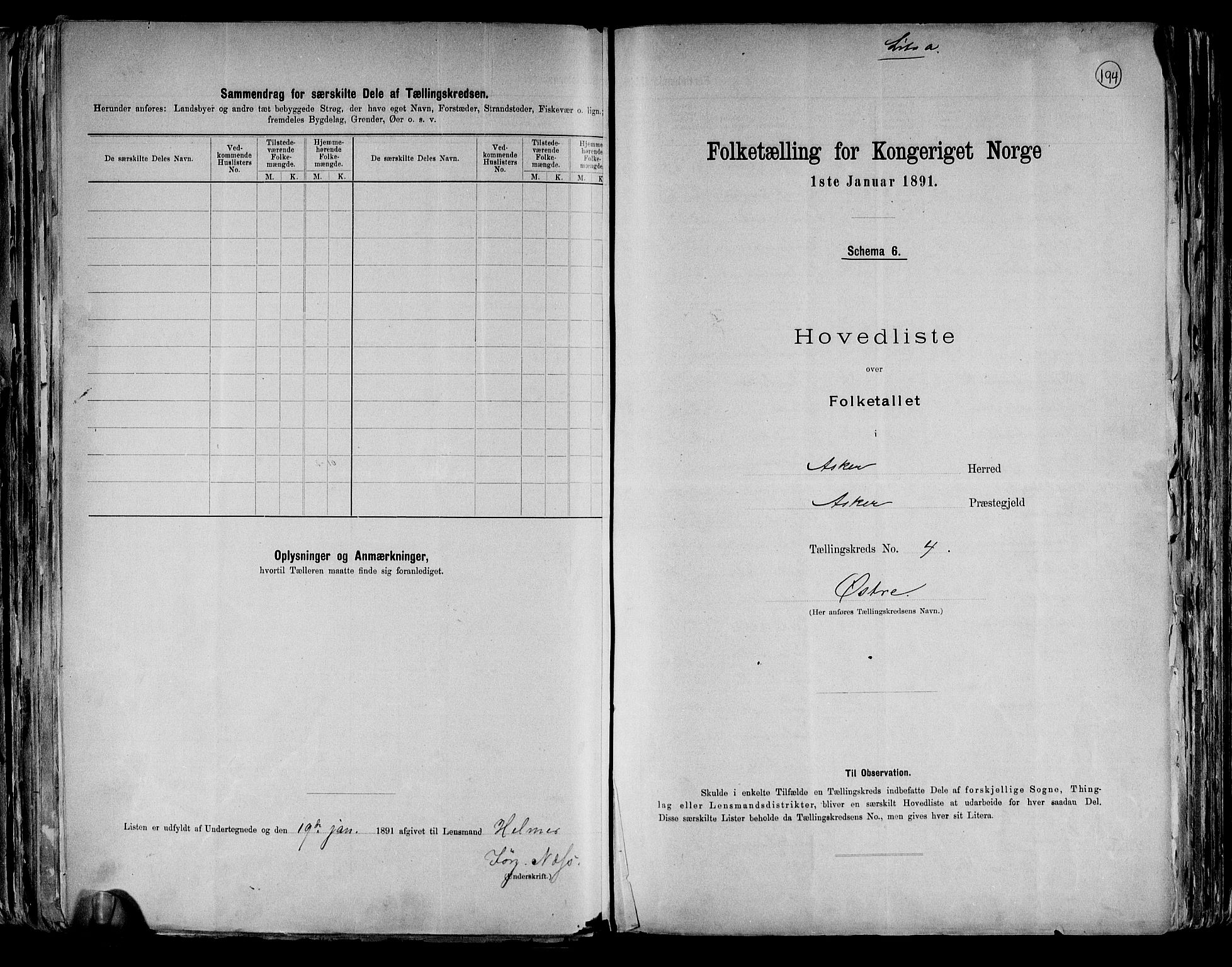 RA, 1891 census for 0220 Asker, 1891, p. 15