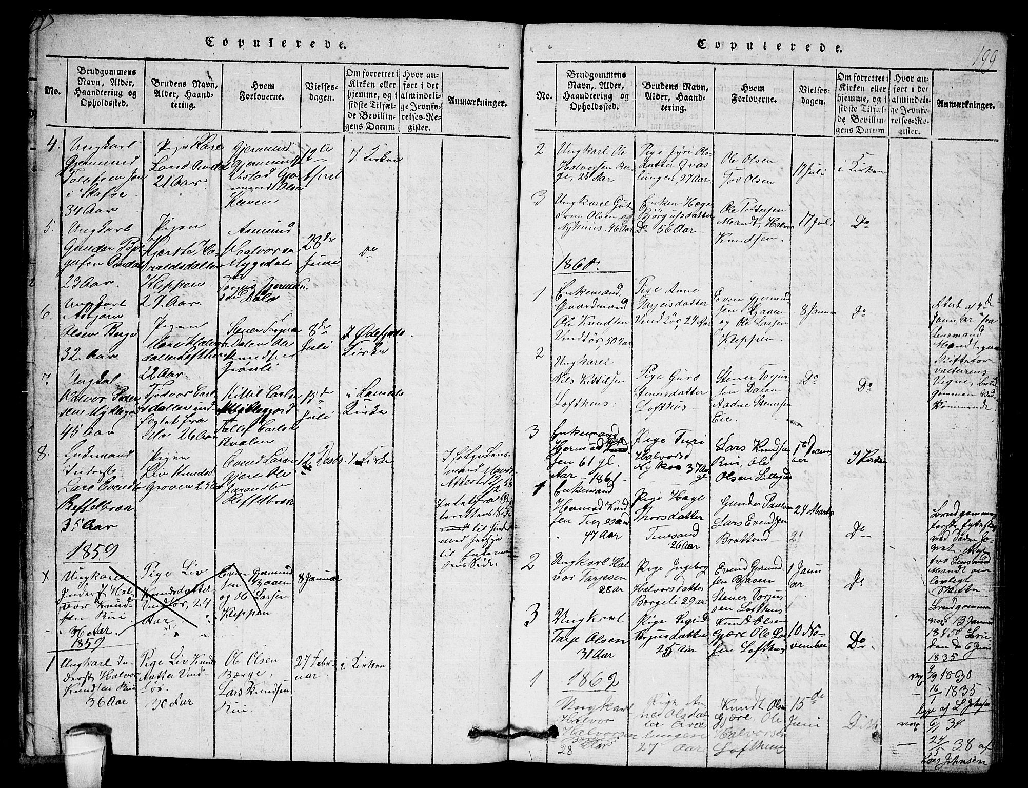 Lårdal kirkebøker, SAKO/A-284/G/Gb/L0001: Parish register (copy) no. II 1, 1815-1865, p. 199