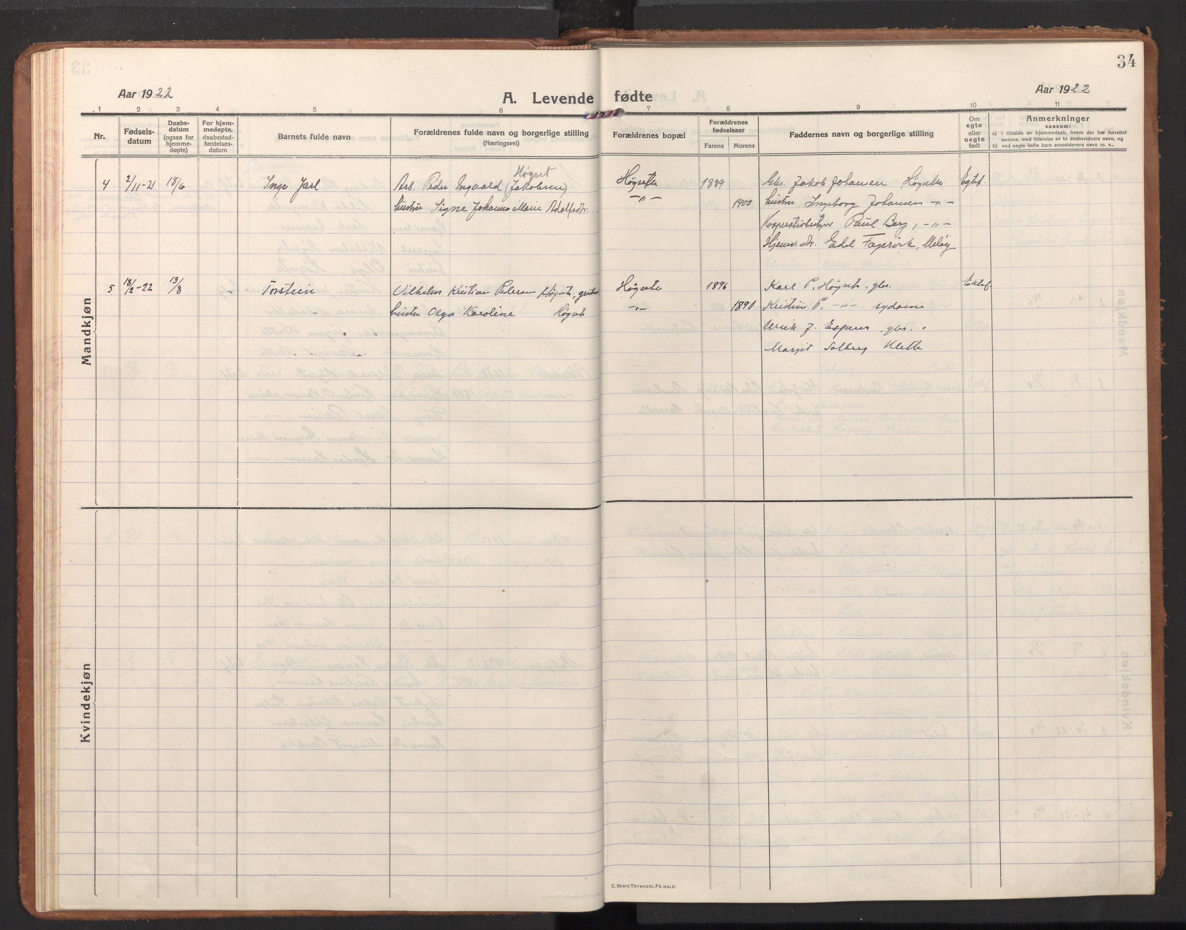 Ministerialprotokoller, klokkerbøker og fødselsregistre - Nordland, AV/SAT-A-1459/848/L0688: Parish register (official) no. 848A01, 1913-1935, p. 34