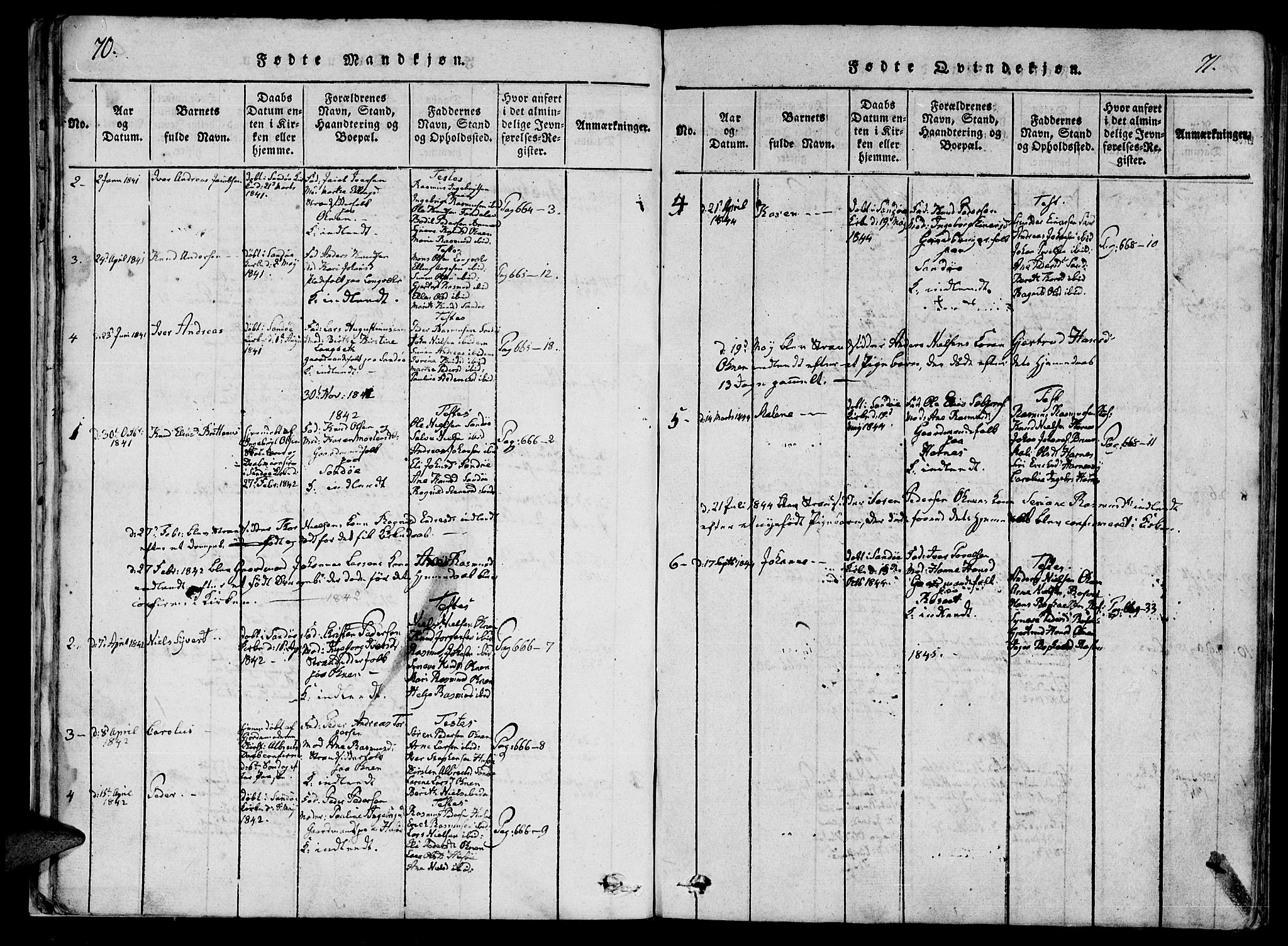 Ministerialprotokoller, klokkerbøker og fødselsregistre - Møre og Romsdal, AV/SAT-A-1454/561/L0727: Parish register (official) no. 561A01, 1817-1858, p. 70-71