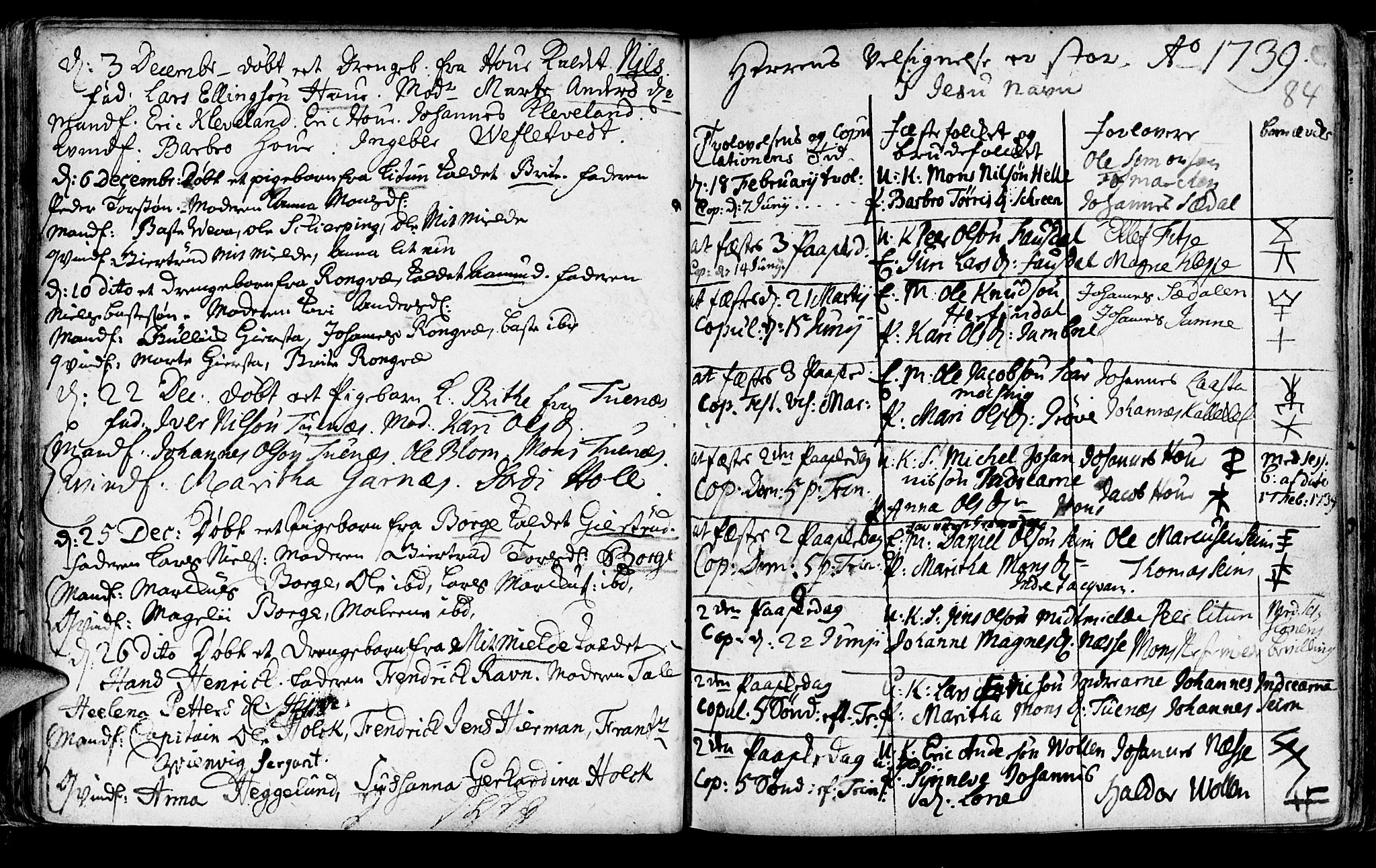 Haus sokneprestembete, AV/SAB-A-75601/H/Haa: Parish register (official) no. A 5, 1733-1747, p. 84