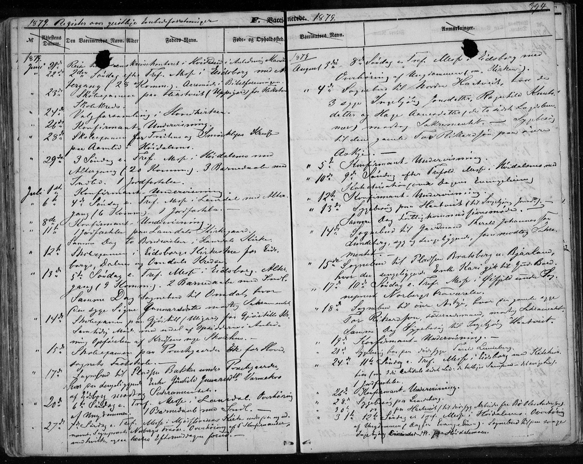 Lårdal kirkebøker, AV/SAKO-A-284/F/Fa/L0006: Parish register (official) no. I 6, 1861-1886, p. 394