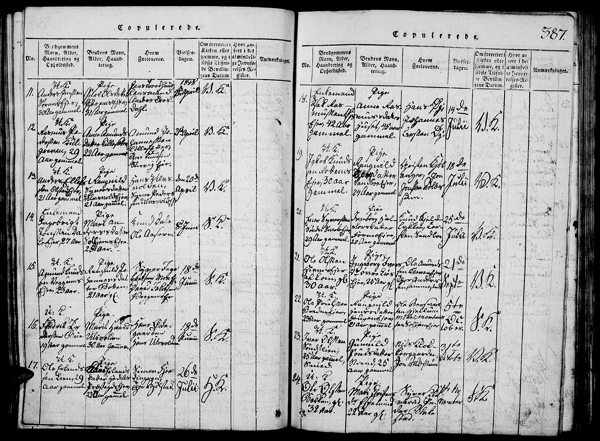 Vågå prestekontor, SAH/PREST-076/H/Ha/Hab/L0001: Parish register (copy) no. 1, 1815-1827, p. 386-387