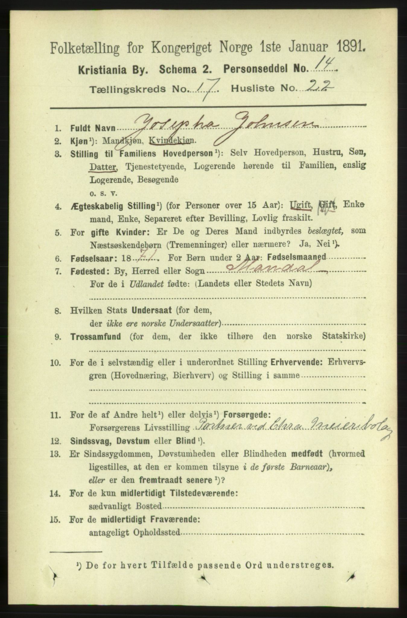 RA, 1891 census for 0301 Kristiania, 1891, p. 8676
