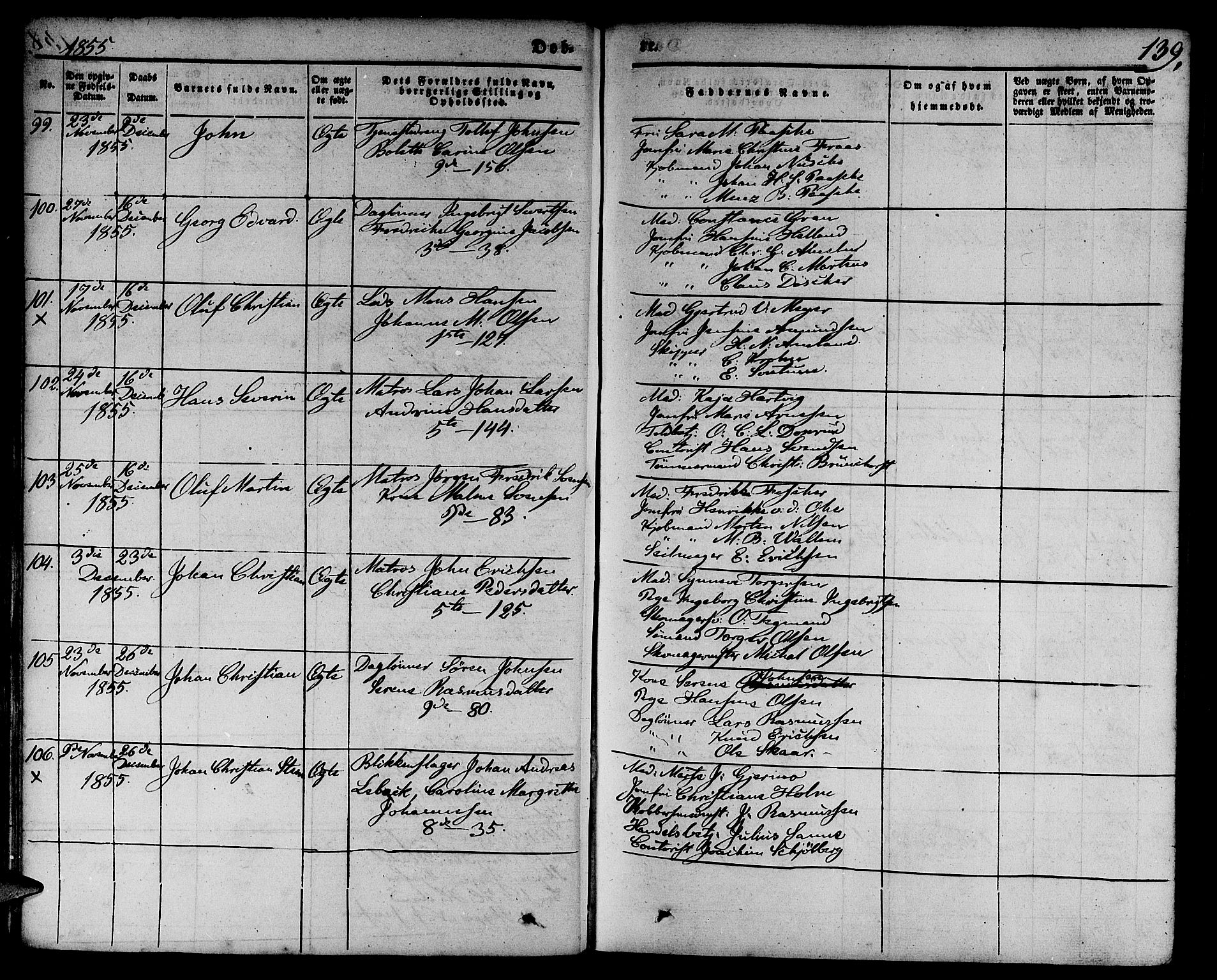 Nykirken Sokneprestembete, AV/SAB-A-77101/H/Hab: Parish register (copy) no. B 1, 1842-1858, p. 139