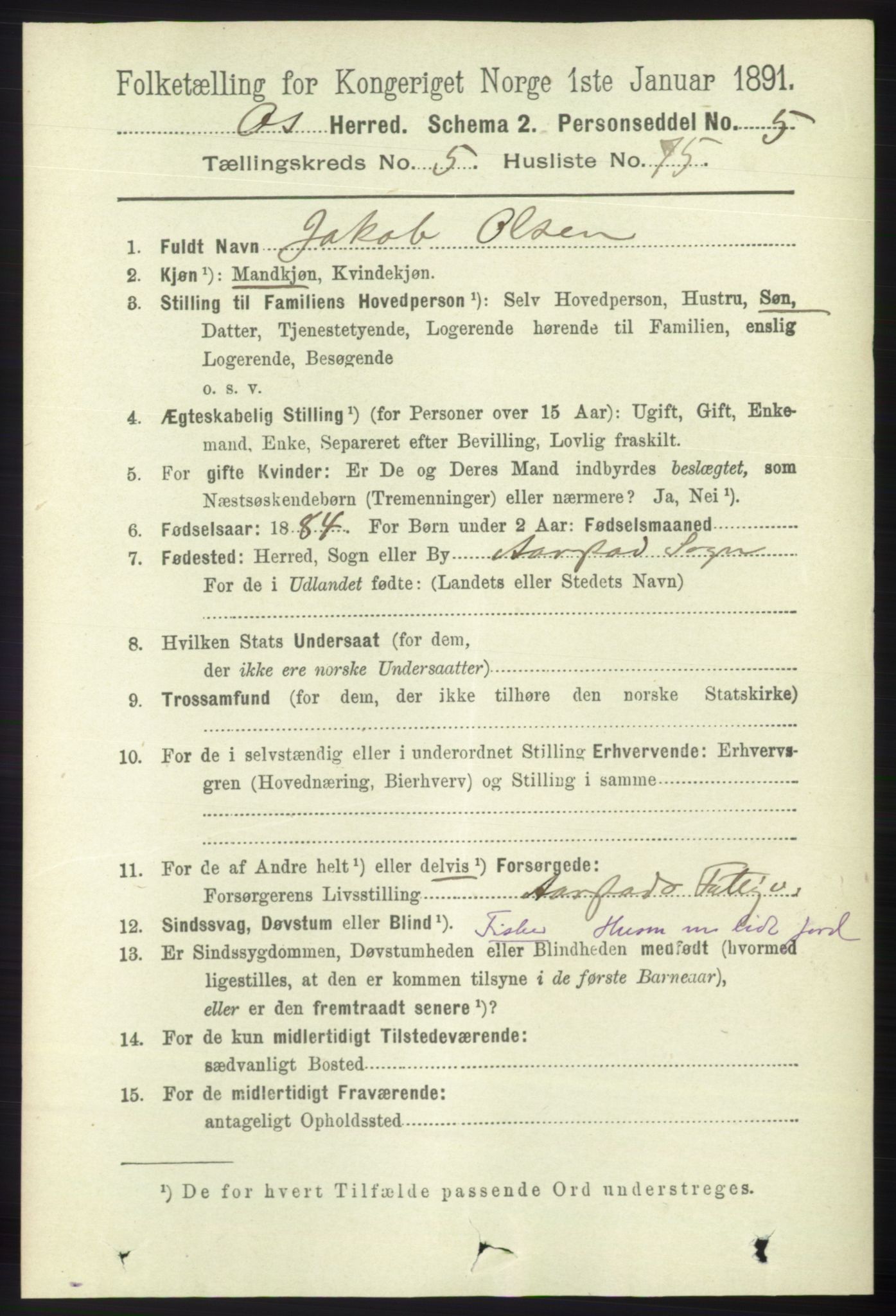 RA, 1891 census for 1243 Os, 1891, p. 1402