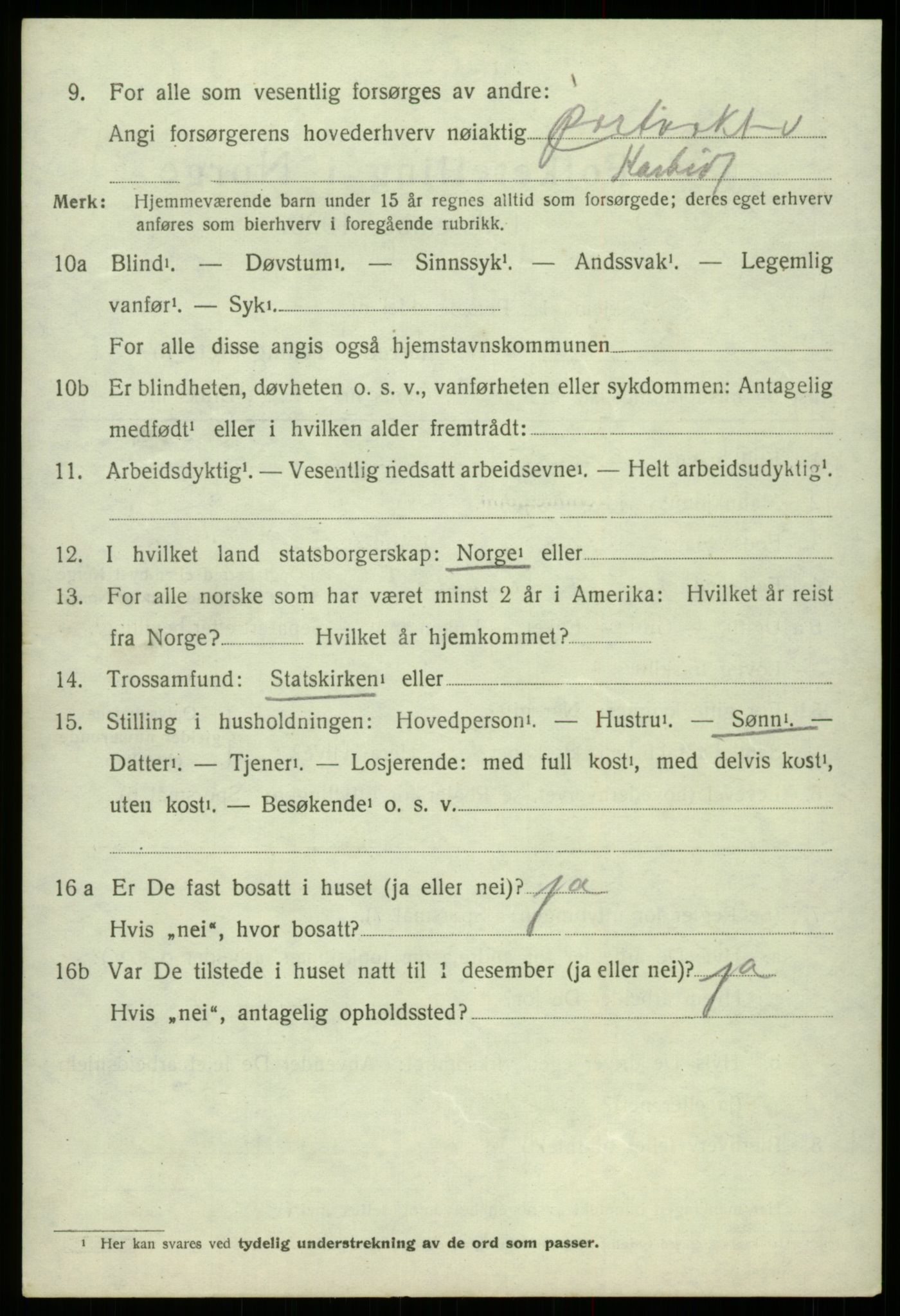 SAB, 1920 census for Odda, 1920, p. 4724