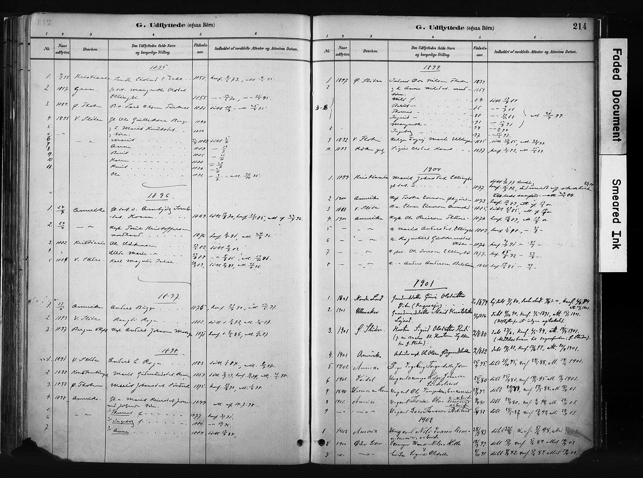 Vang prestekontor, Valdres, SAH/PREST-140/H/Ha/L0008: Parish register (official) no. 8, 1882-1910, p. 214