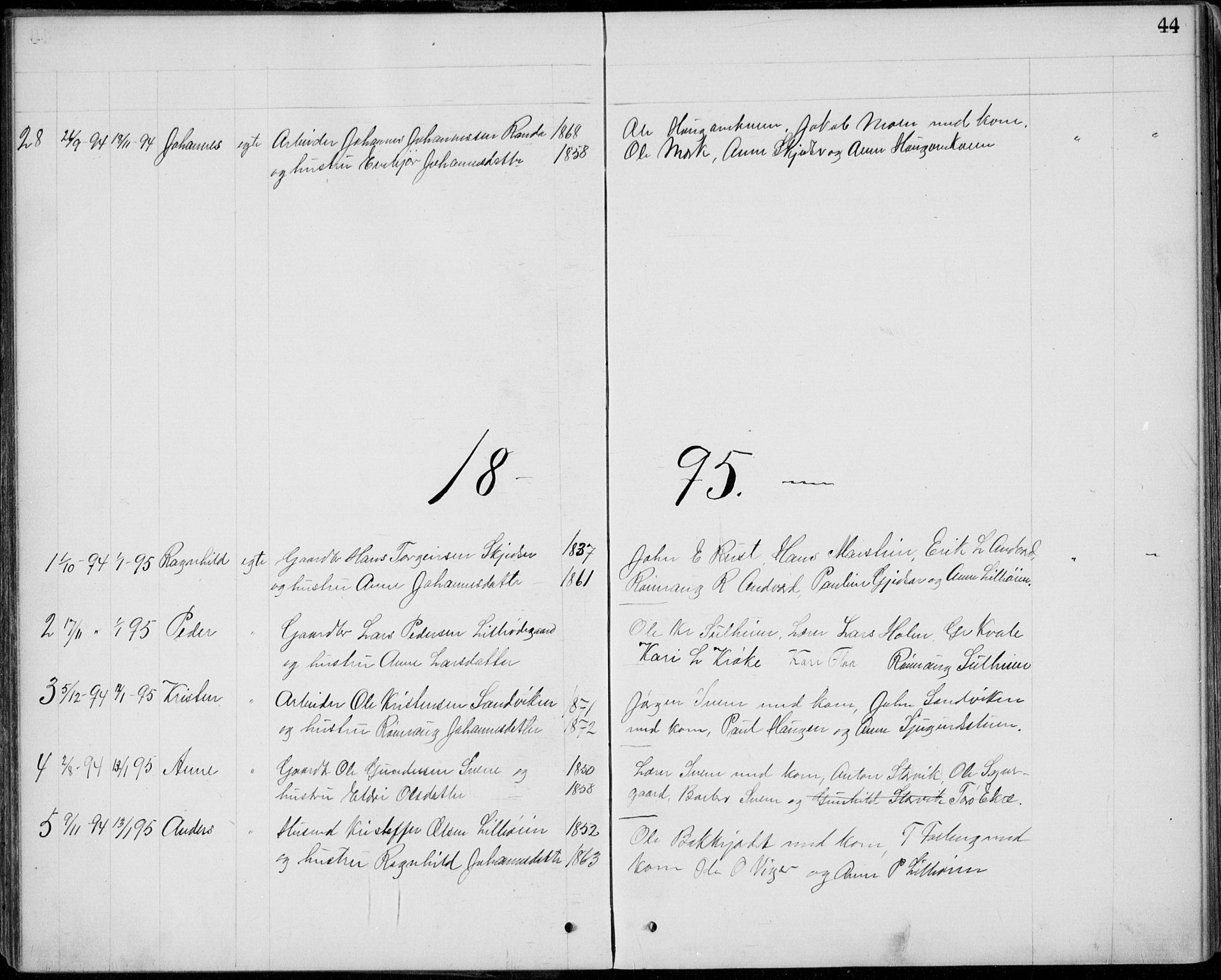 Lom prestekontor, SAH/PREST-070/L/L0013: Parish register (copy) no. 13, 1874-1938, p. 44
