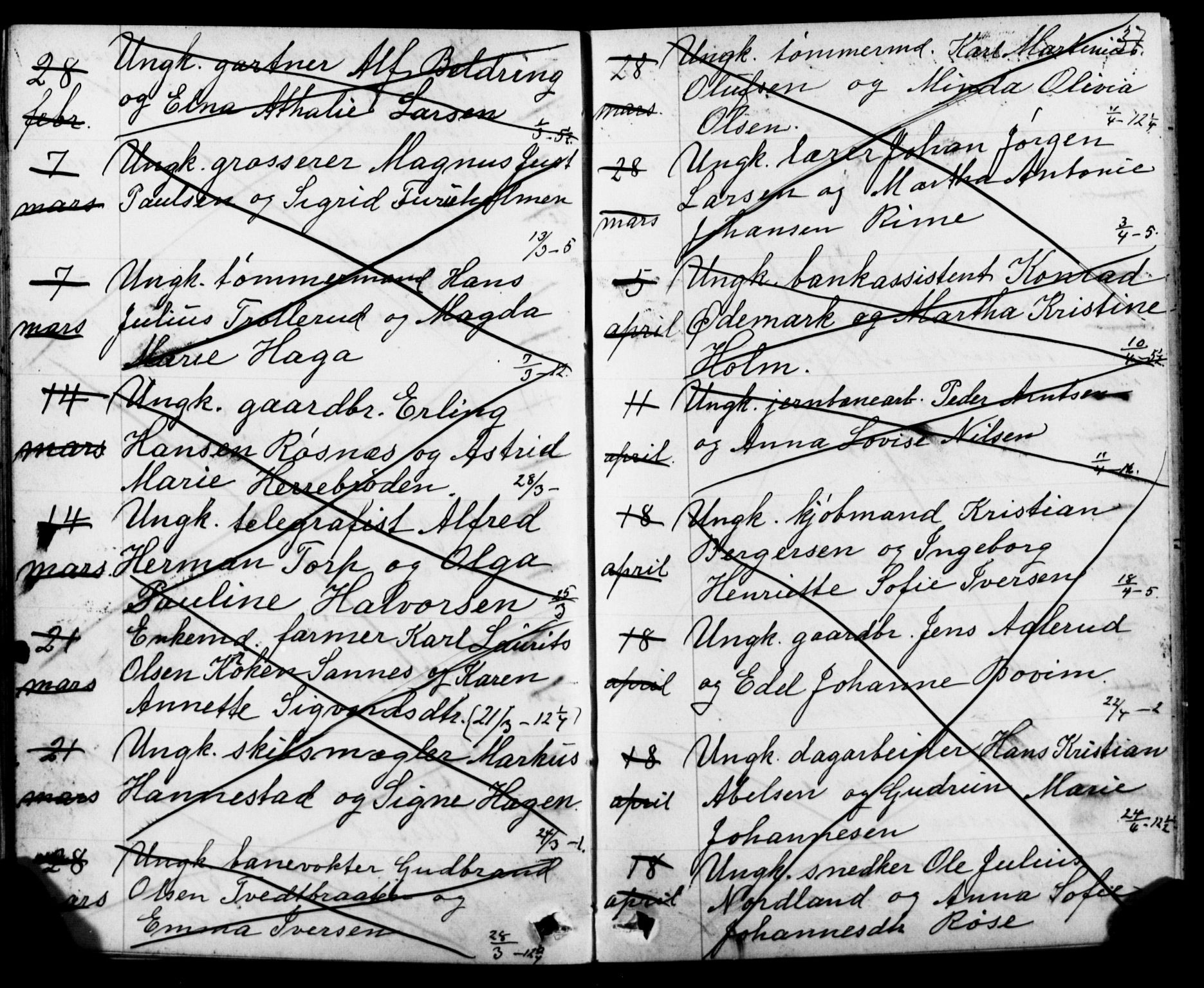 Oslo domkirke Kirkebøker, SAO/A-10752/H/Ha/L0005: Banns register no. 5, 1913-1919, p. 36-37