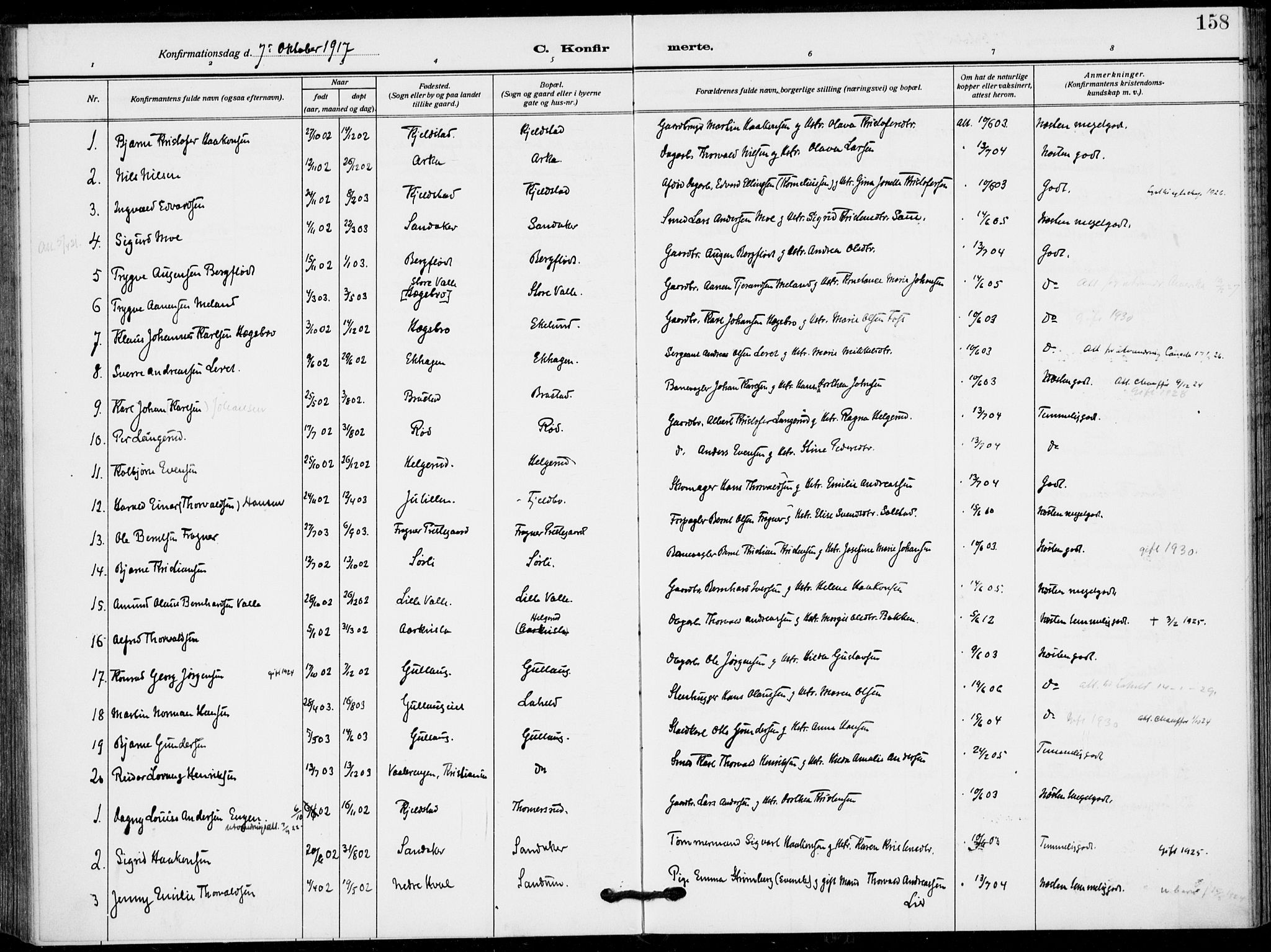 Lier kirkebøker, AV/SAKO-A-230/F/Fa/L0018: Parish register (official) no. I 18, 1909-1917, p. 158