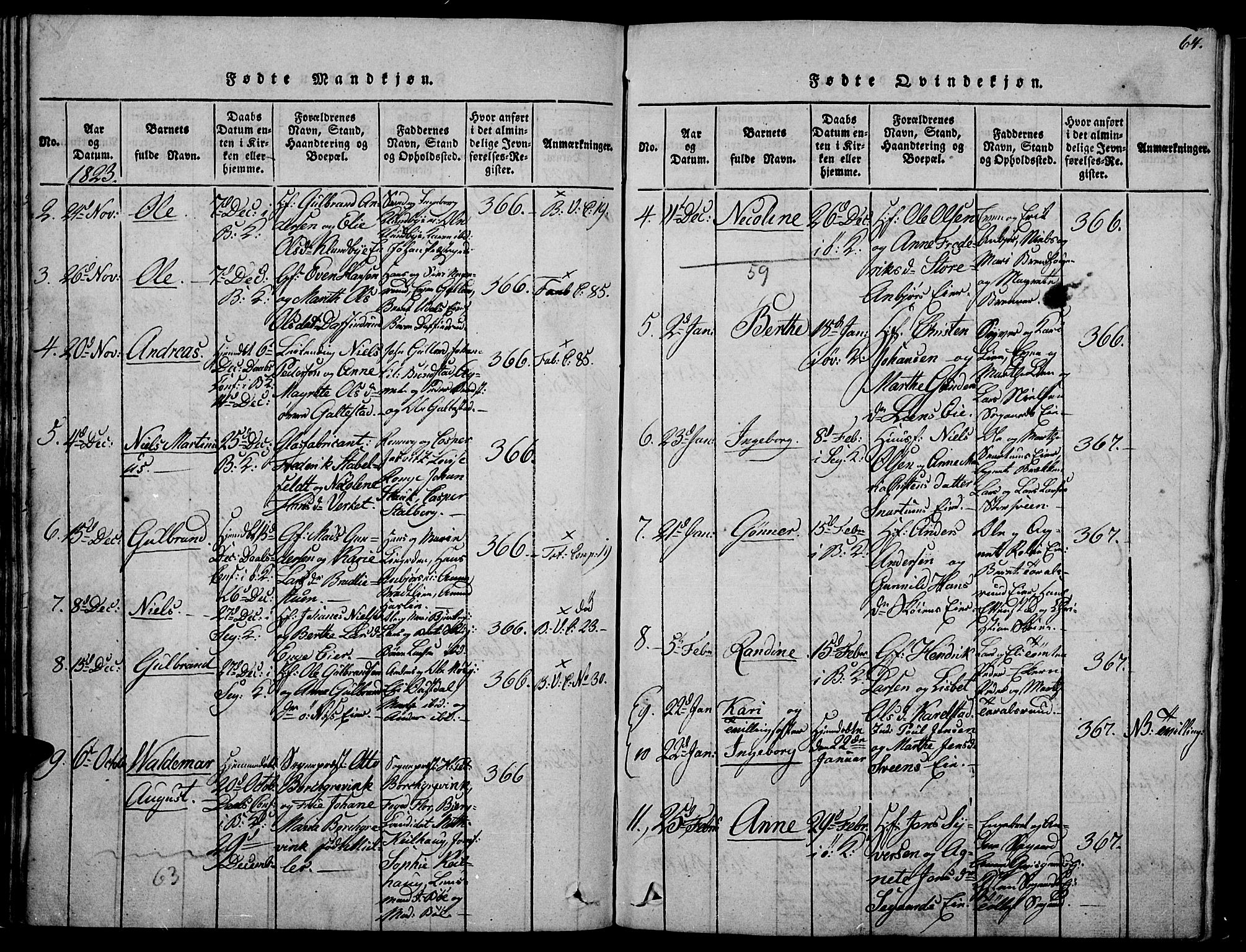 Biri prestekontor, SAH/PREST-096/H/Ha/Haa/L0003: Parish register (official) no. 3, 1814-1828, p. 64