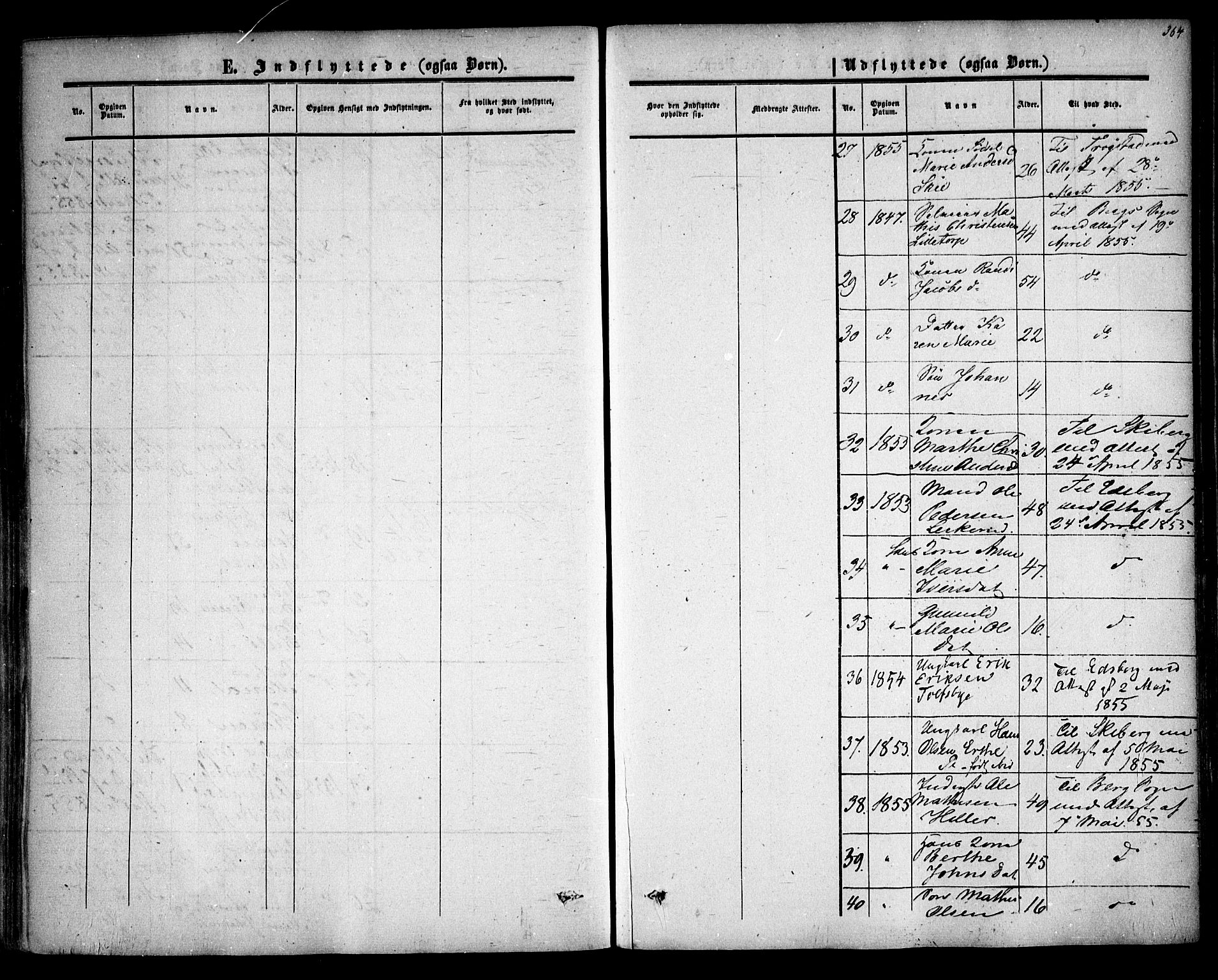 Rakkestad prestekontor Kirkebøker, SAO/A-2008/F/Fa/L0009: Parish register (official) no. I 9, 1850-1856, p. 364