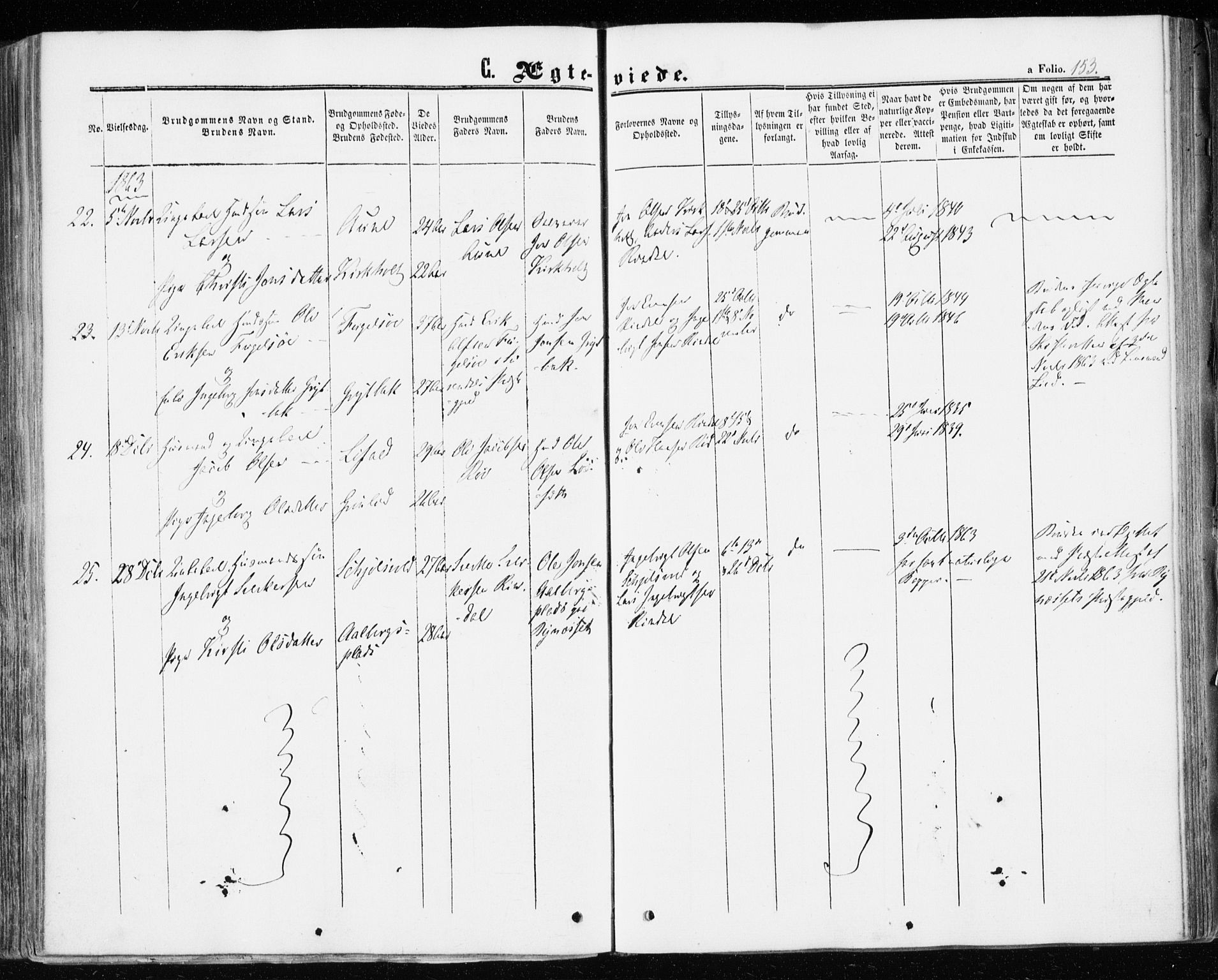 Ministerialprotokoller, klokkerbøker og fødselsregistre - Møre og Romsdal, AV/SAT-A-1454/598/L1067: Parish register (official) no. 598A01, 1858-1871, p. 153