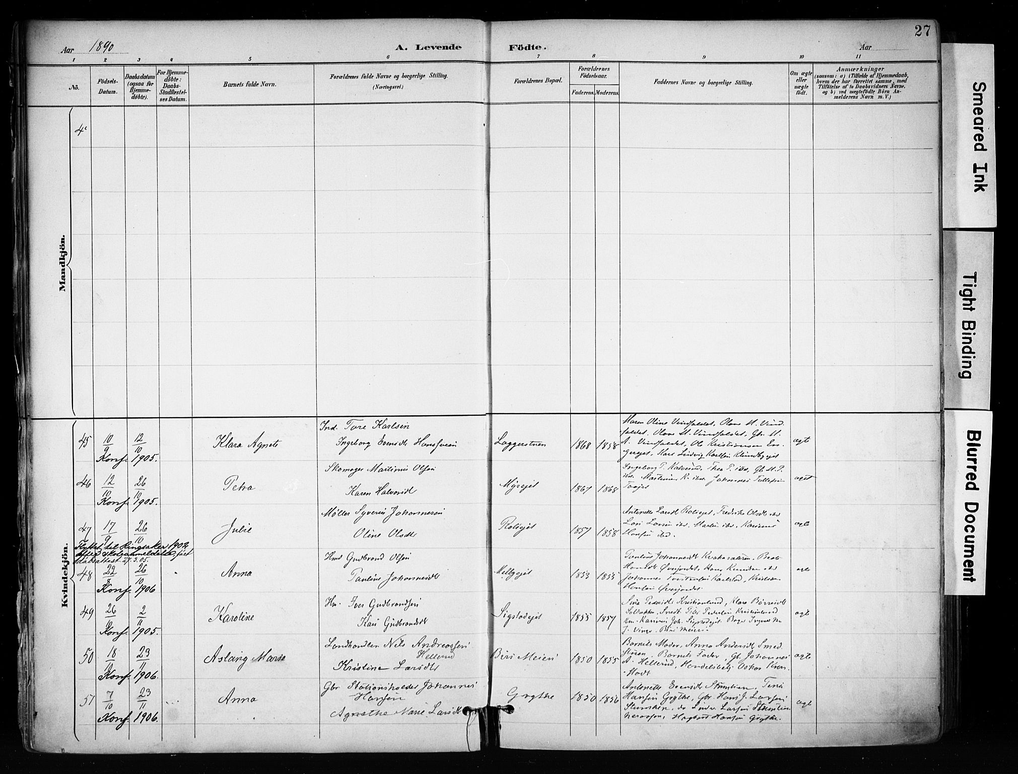 Biri prestekontor, SAH/PREST-096/H/Ha/Haa/L0009: Parish register (official) no. 9, 1887-1900, p. 27