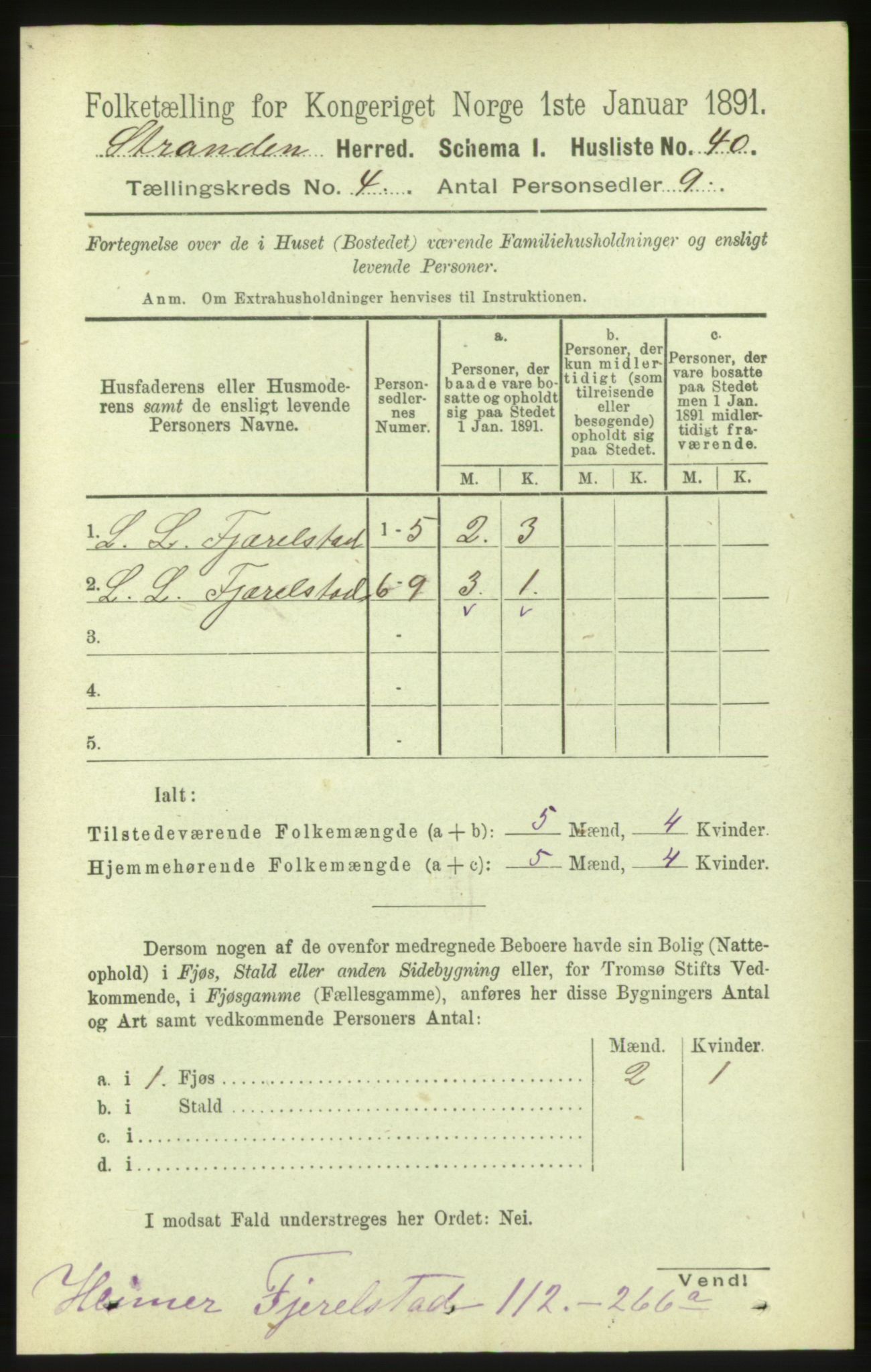 RA, 1891 census for 1525 Stranda, 1891, p. 789