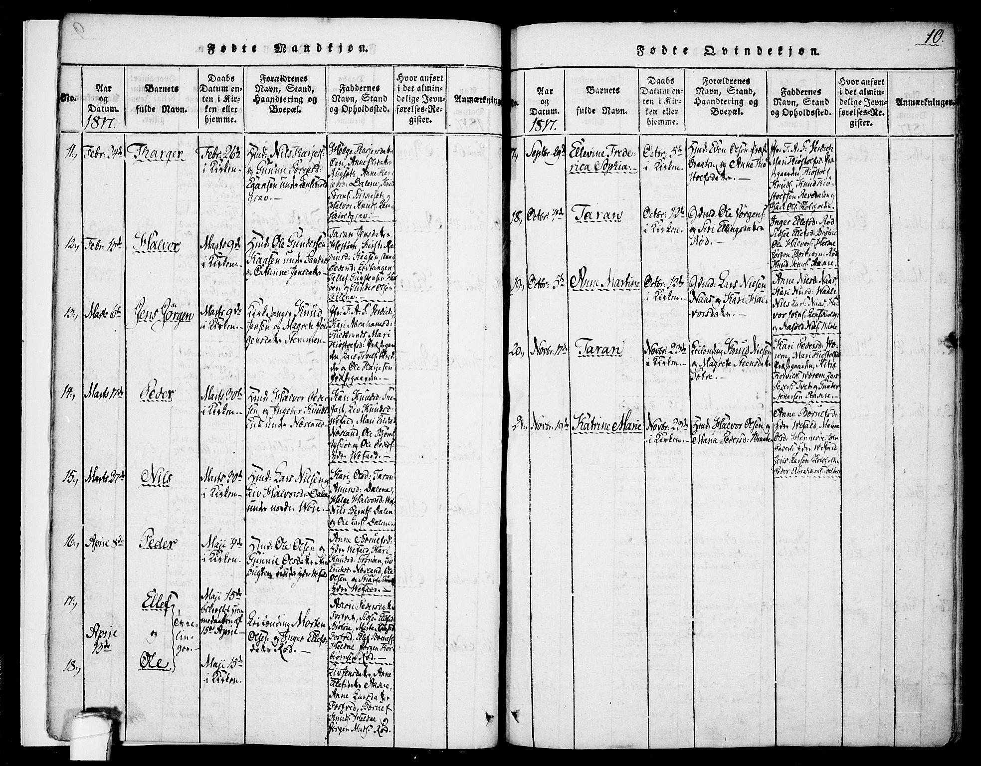 Drangedal kirkebøker, SAKO/A-258/F/Fa/L0005: Parish register (official) no. 5 /1, 1814-1831, p. 10