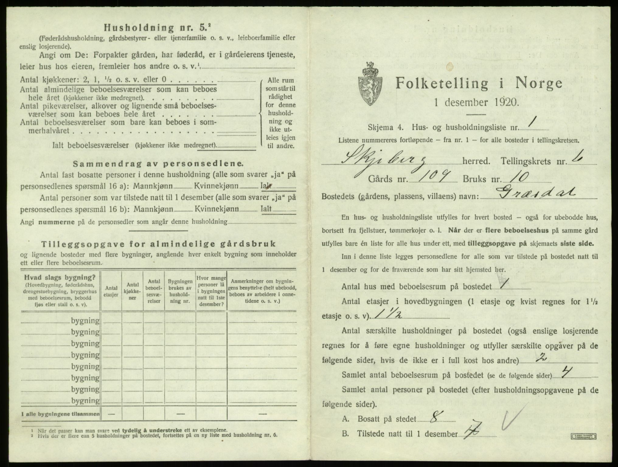 SAO, 1920 census for Skjeberg, 1920, p. 778