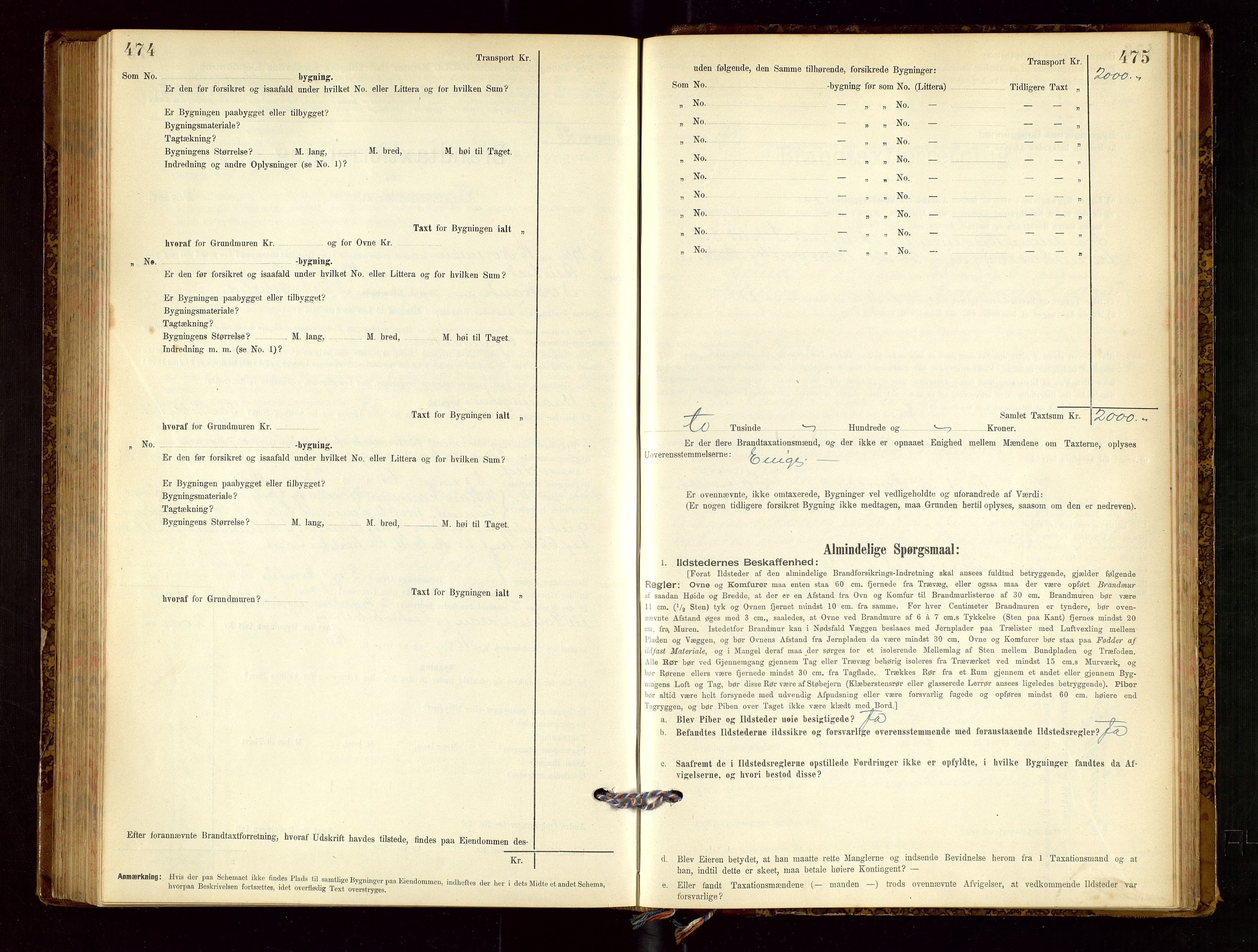 Nedstrand lensmannskontor, AV/SAST-A-100236/Gob/L0001: "Brandtaxationsprotokol for Nerstrand Lensmandsdistrikt Ryfylke fogderi", 1895-1915, p. 474-475