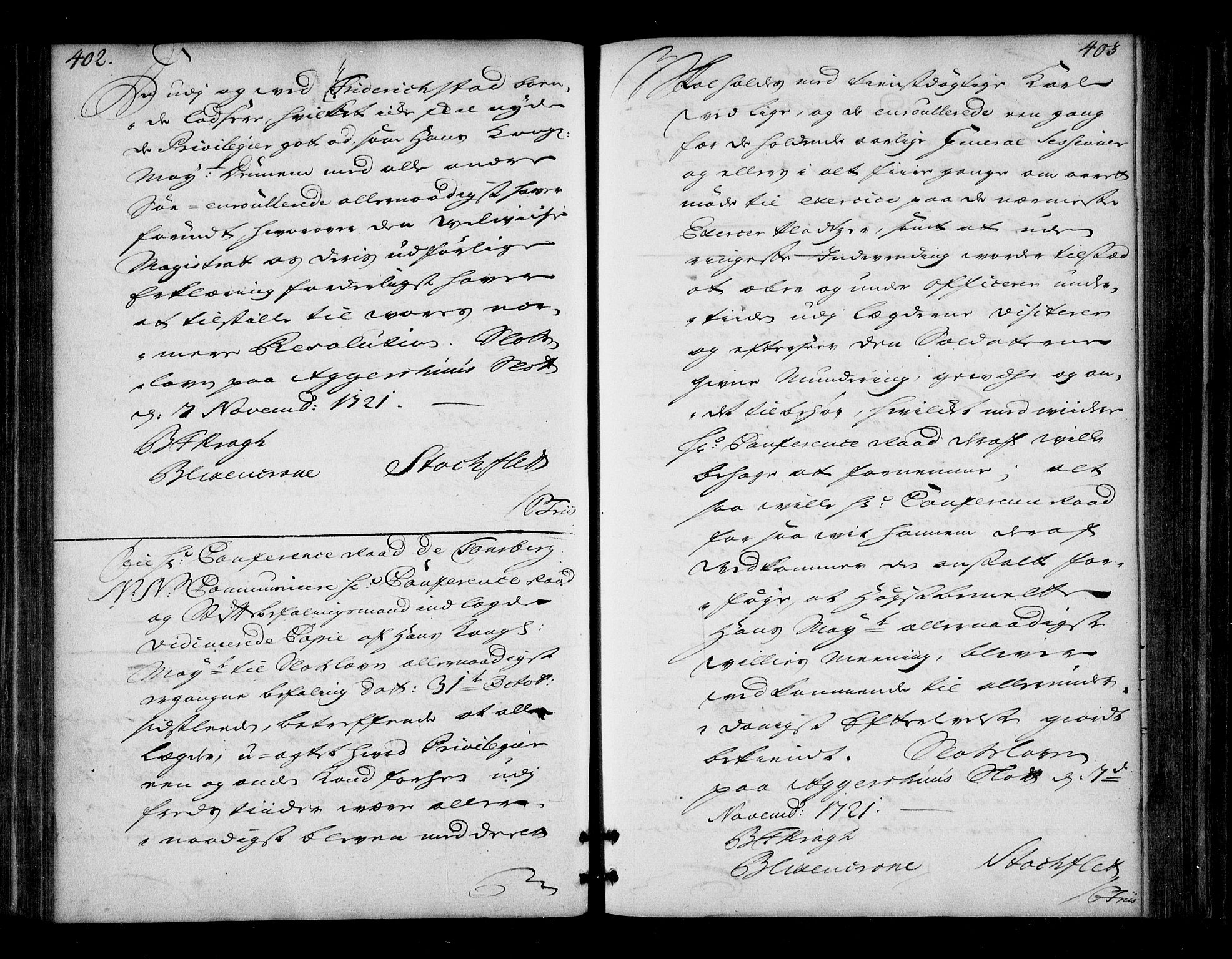 Stattholderembetet 1572-1771, AV/RA-EA-2870/Bd/L0013: Ordreprotokoll, 1720-1722, p. 402-403