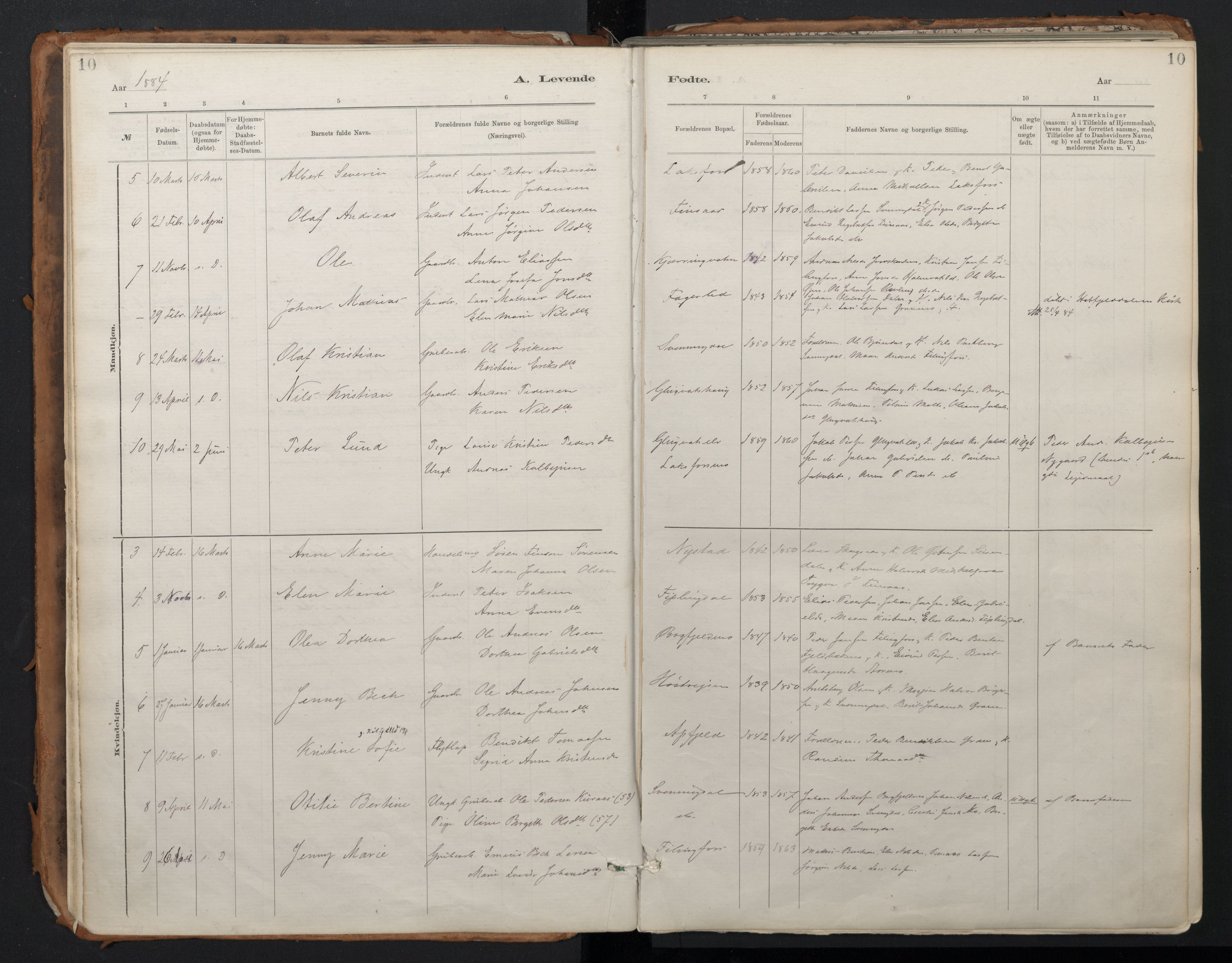 Ministerialprotokoller, klokkerbøker og fødselsregistre - Nordland, SAT/A-1459/824/L0338: Parish register (official) no. 824A01, 1880-1915, p. 10