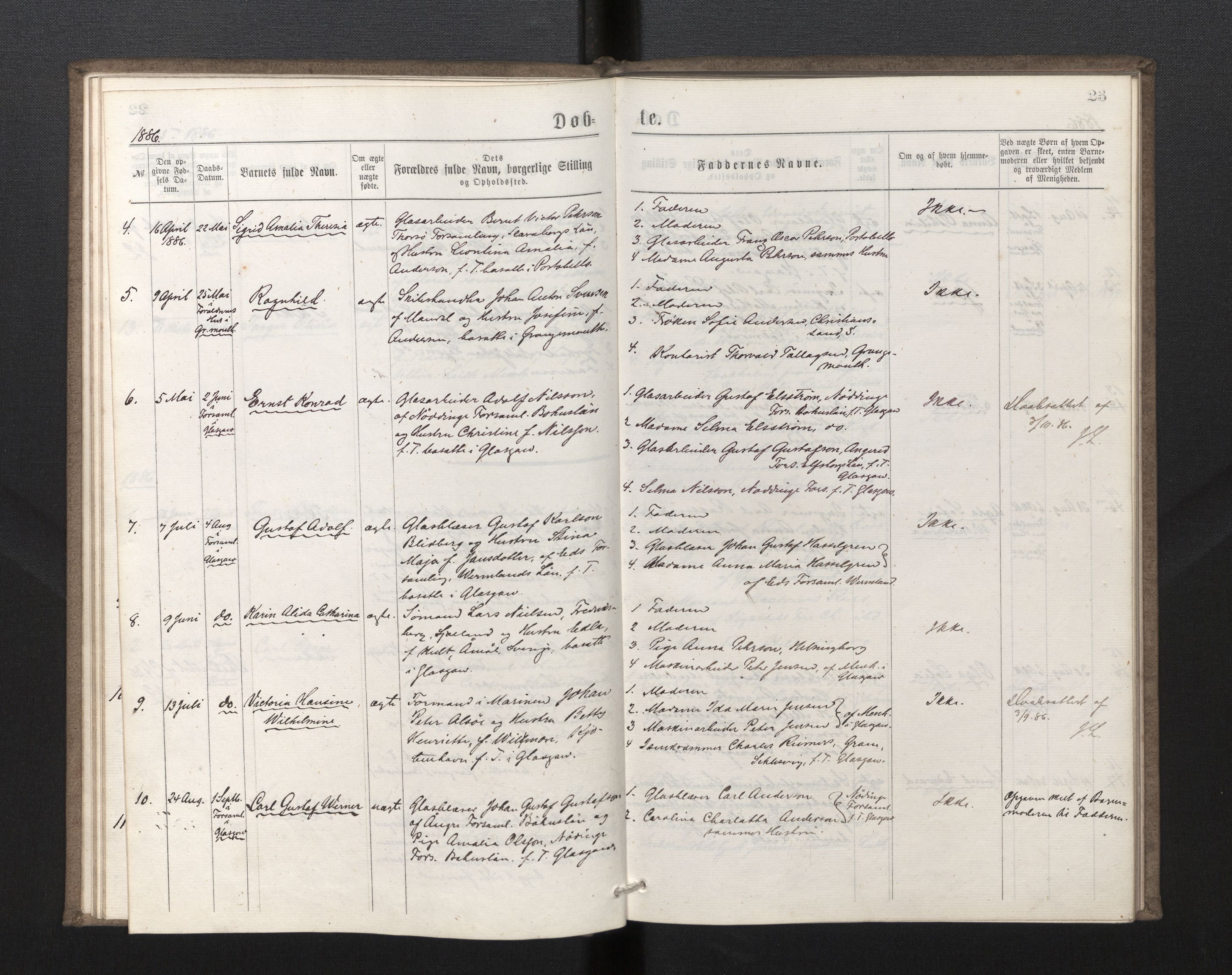 Den norske sjømannsmisjon i utlandet/Skotske havner (Leith, Glasgow), AV/SAB-SAB/PA-0100/H/Ha/Haa/L0002: Parish register (official) no. A 2, 1877-1887, p. 22b-23a