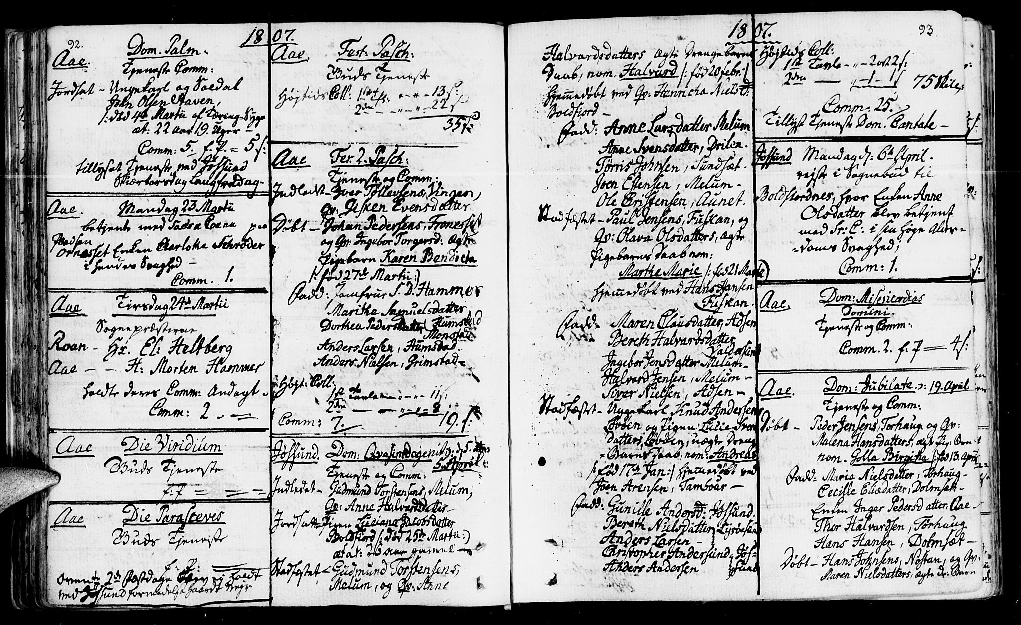 Ministerialprotokoller, klokkerbøker og fødselsregistre - Sør-Trøndelag, AV/SAT-A-1456/655/L0674: Parish register (official) no. 655A03, 1802-1826, p. 92-93