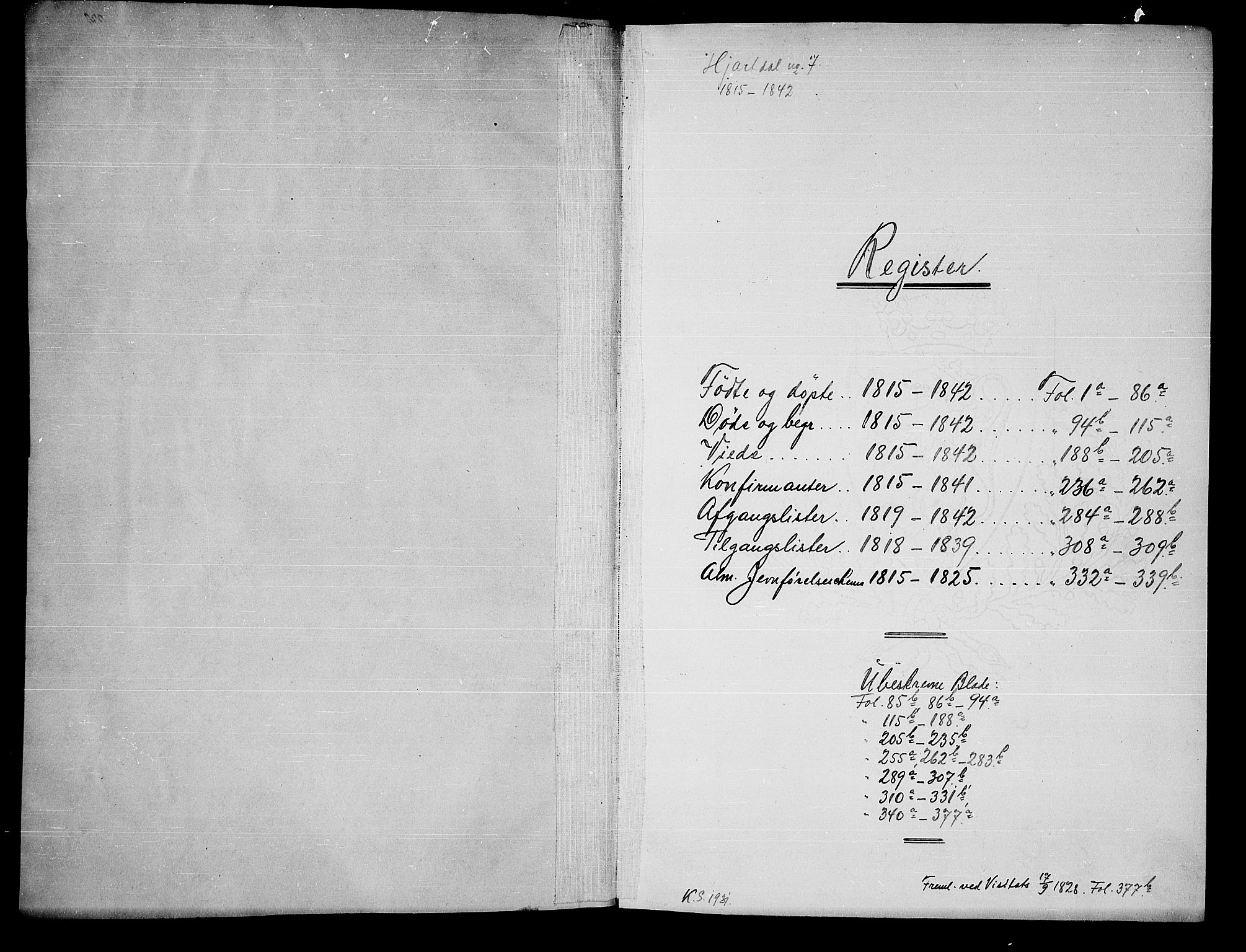 Hjartdal kirkebøker, AV/SAKO-A-270/G/Ga/L0001: Parish register (copy) no. I 1, 1815-1842