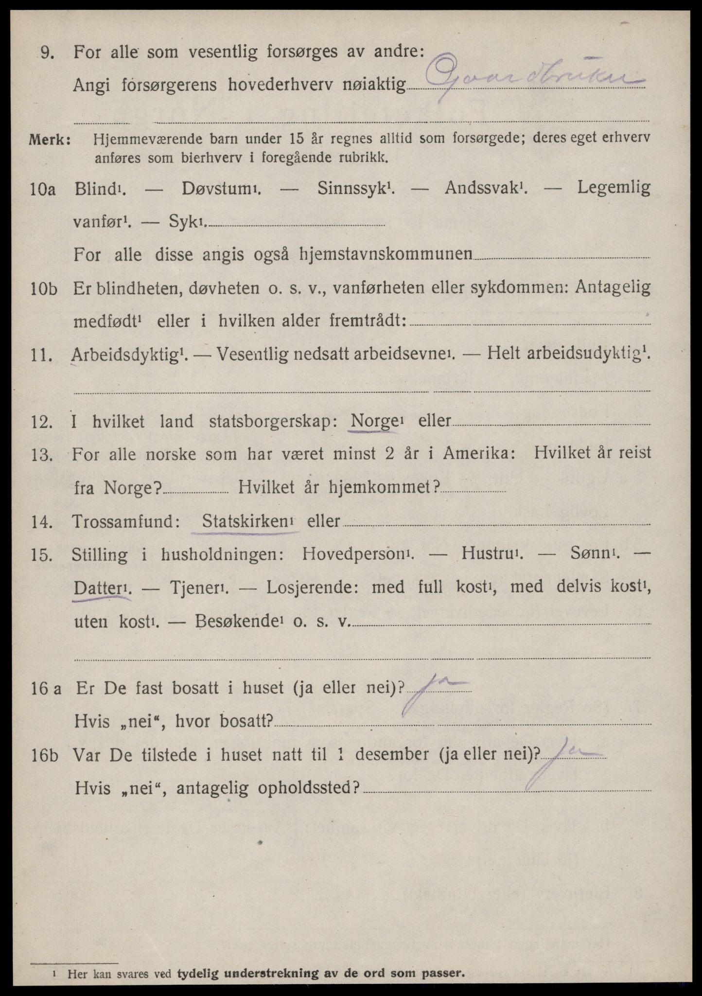 SAT, 1920 census for Volda, 1920, p. 12349