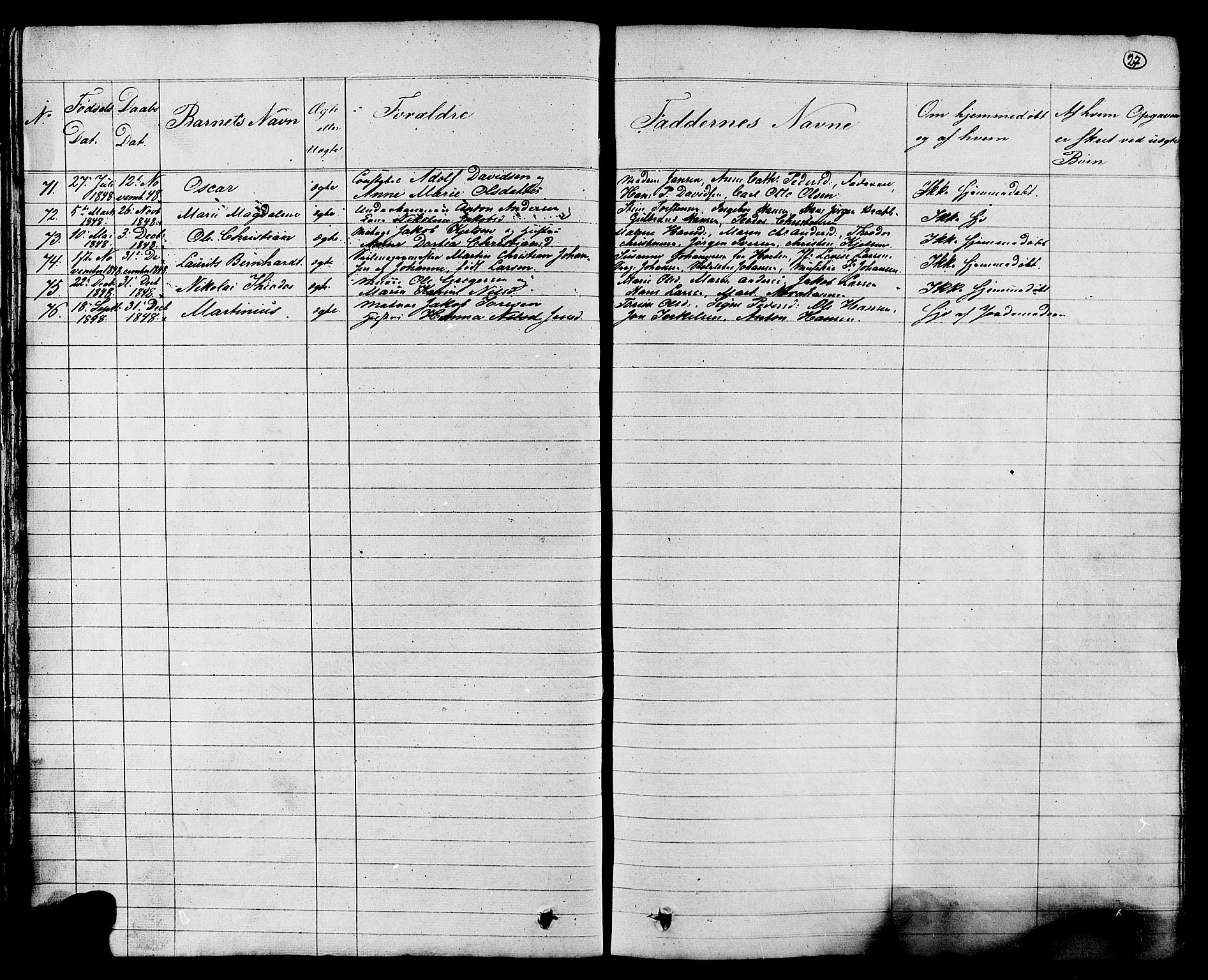 Stavern kirkebøker, SAKO/A-318/G/Ga/L0002: Parish register (copy) no. 2, 1839-1909, p. 27