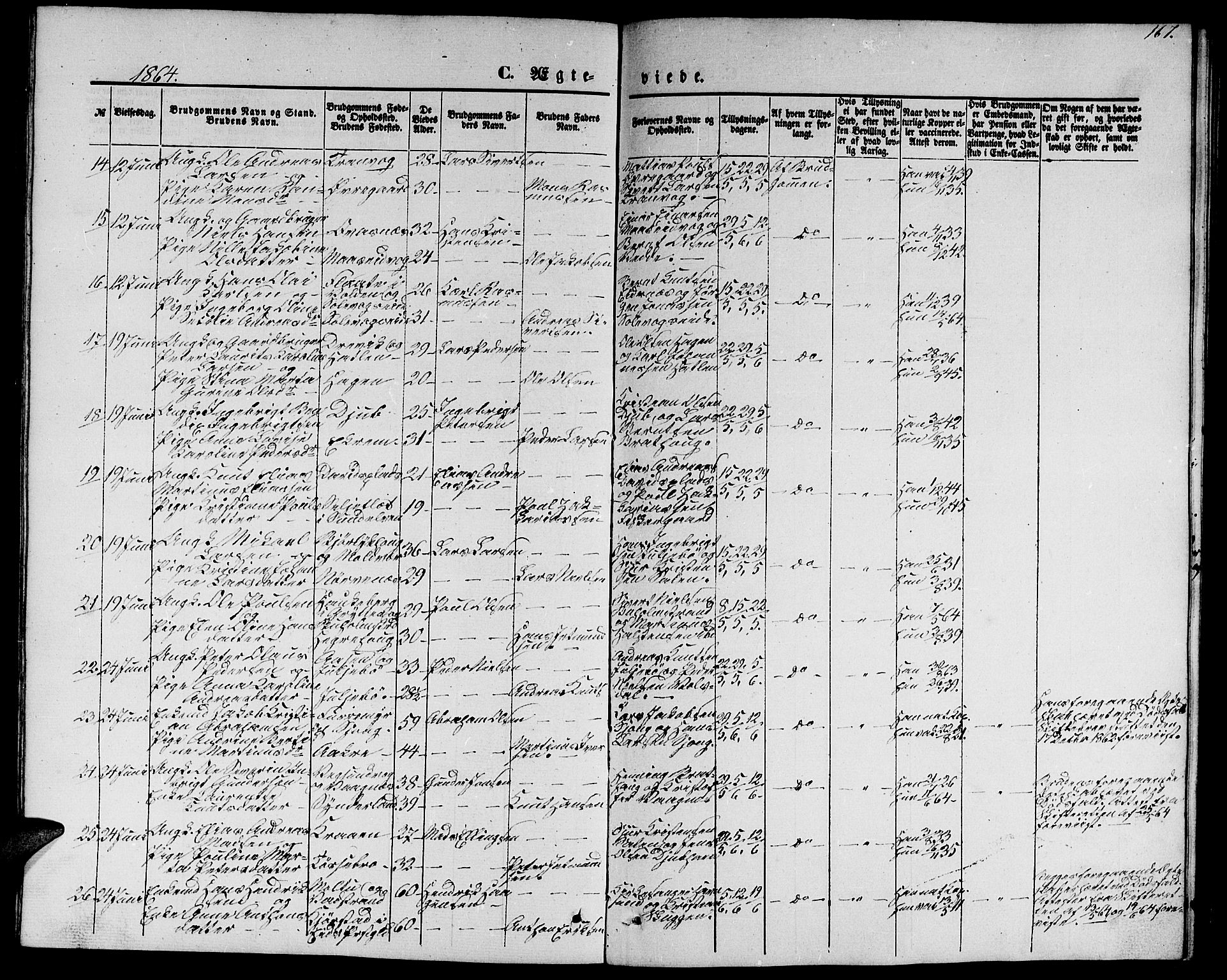 Ministerialprotokoller, klokkerbøker og fødselsregistre - Møre og Romsdal, AV/SAT-A-1454/528/L0427: Parish register (copy) no. 528C08, 1855-1864, p. 167