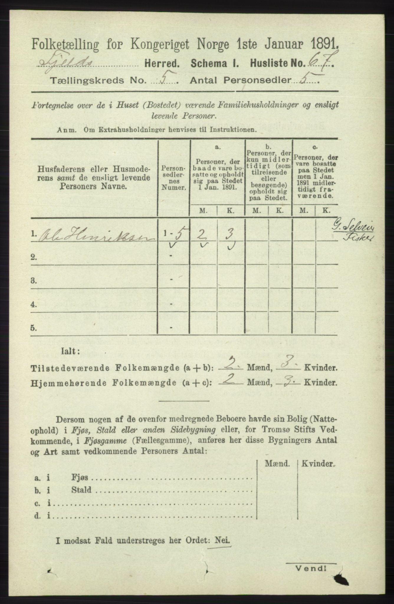 RA, 1891 census for 1246 Fjell, 1891, p. 2550