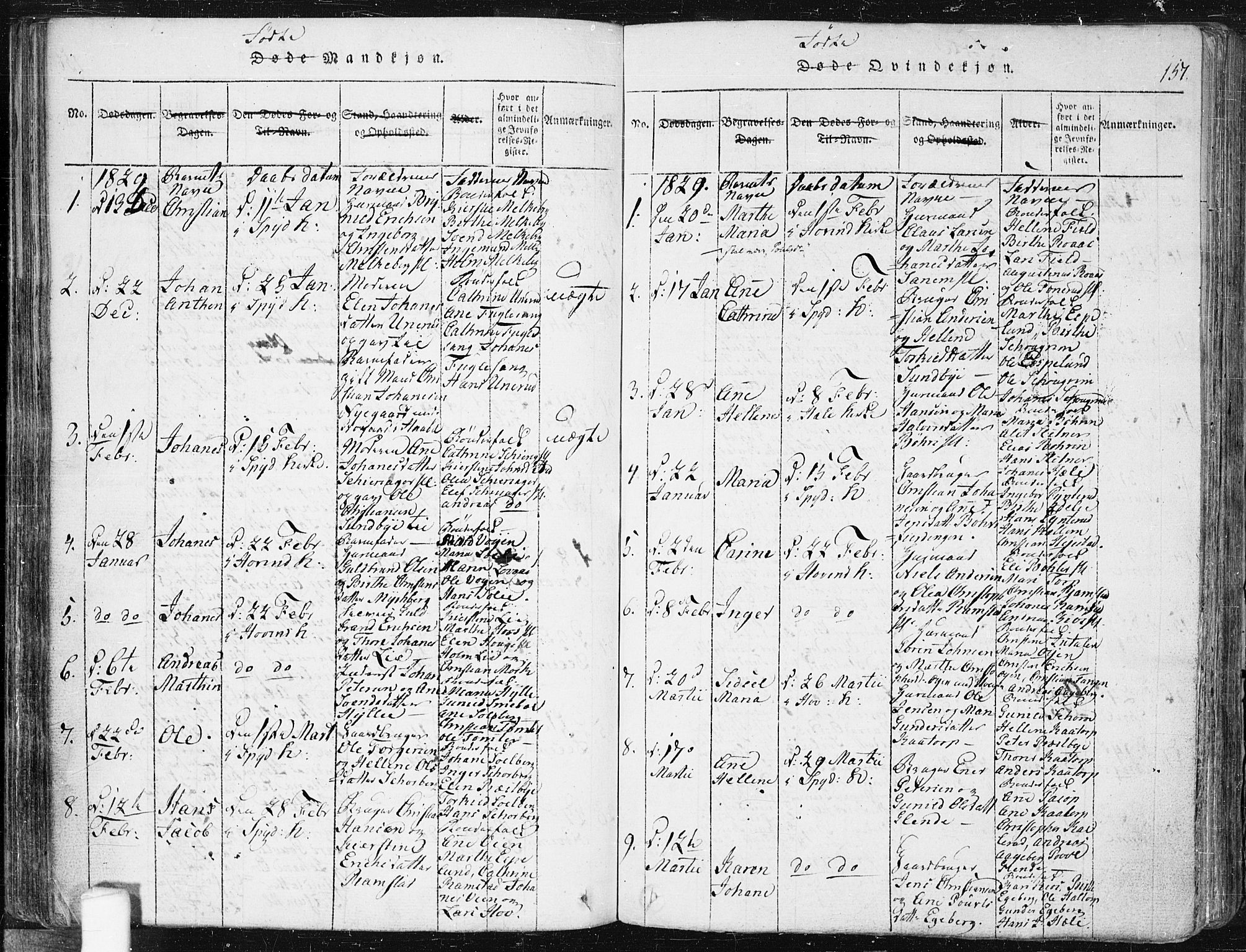 Spydeberg prestekontor Kirkebøker, AV/SAO-A-10924/F/Fa/L0004: Parish register (official) no. I 4, 1814-1841, p. 157