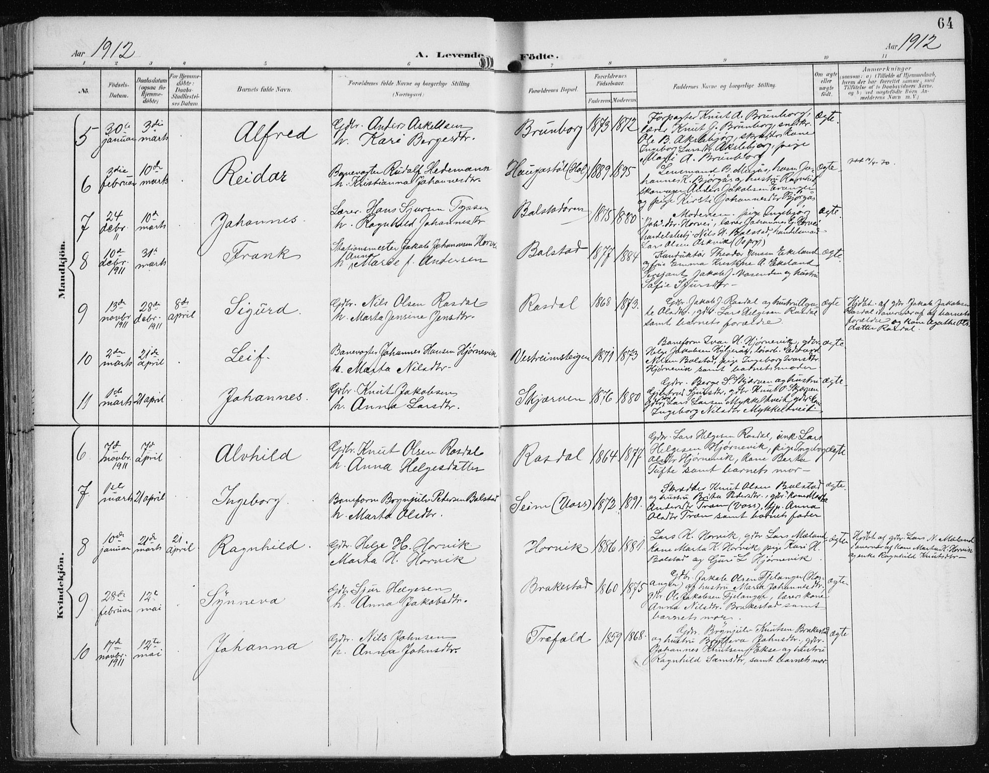 Evanger sokneprestembete, SAB/A-99924: Parish register (official) no. A  3, 1900-1930, p. 64