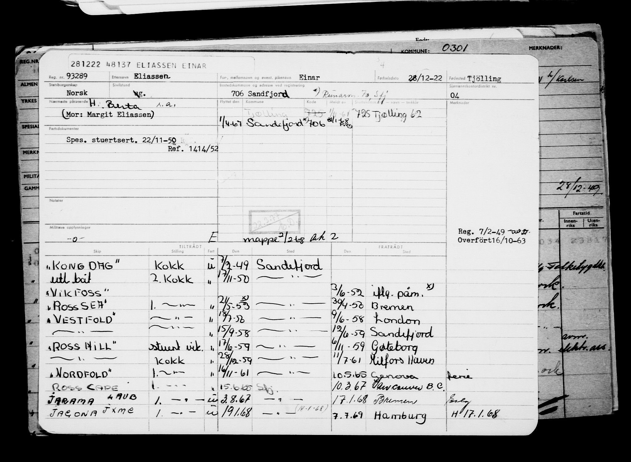 Direktoratet for sjømenn, RA/S-3545/G/Gb/L0213: Hovedkort, 1922, p. 675