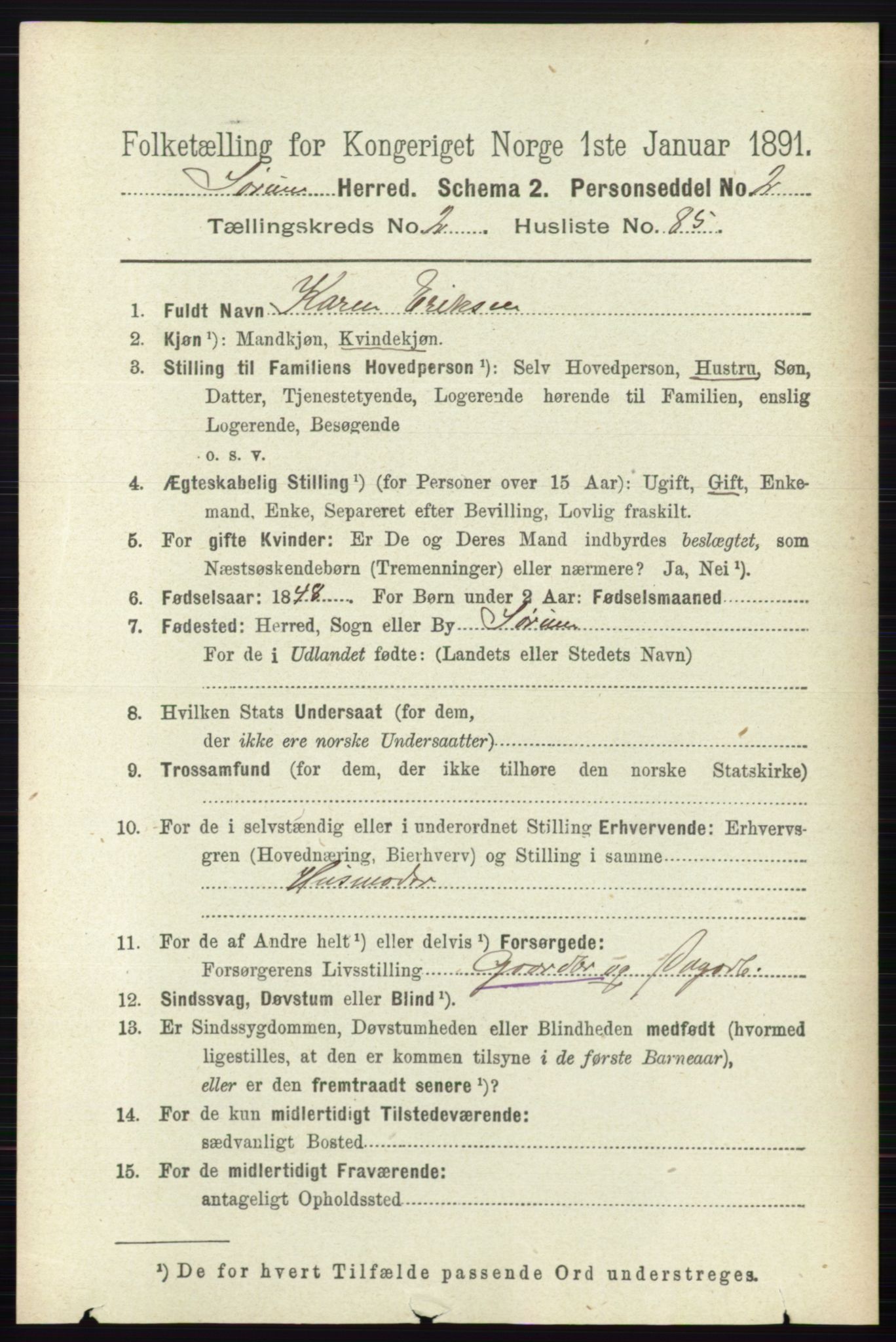 RA, 1891 census for 0226 Sørum, 1891, p. 1183